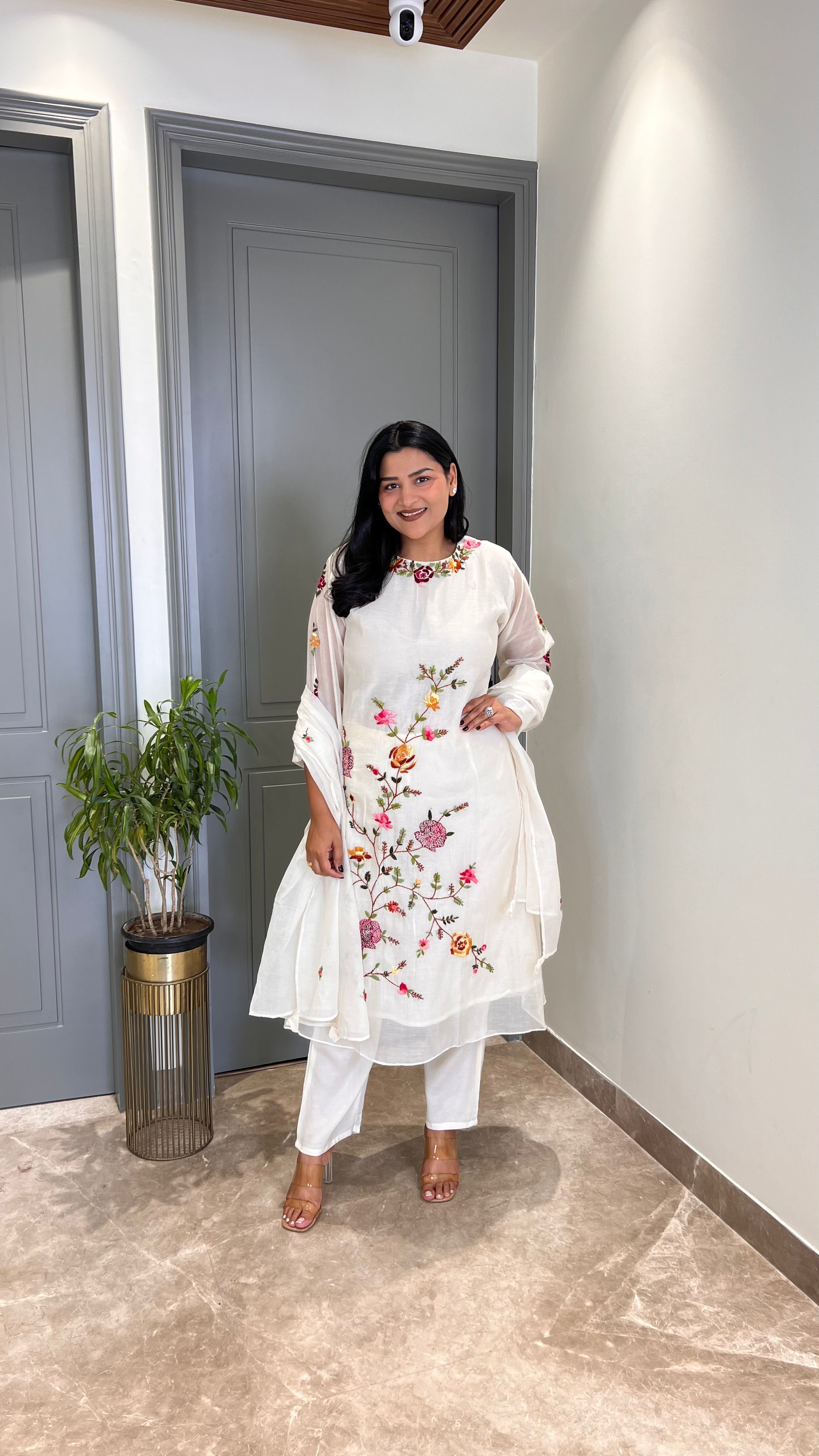 Premium Lucknavi Mul Chanderi Suit Set shrisa.in