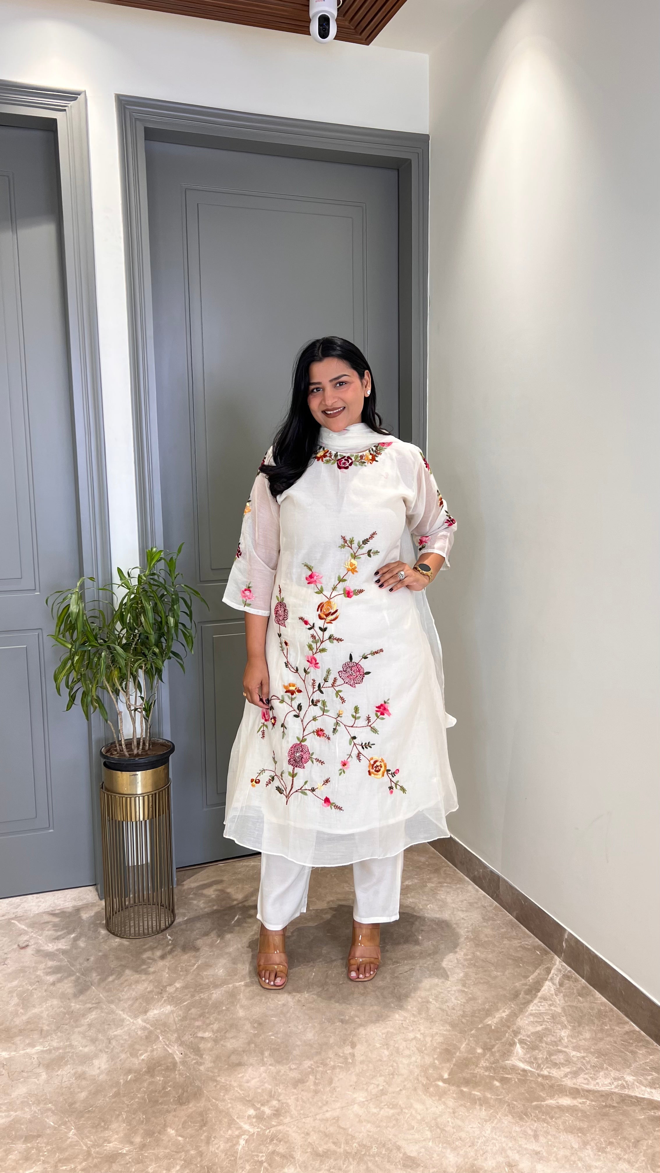 Premium Lucknavi Mul Chanderi Suit Set shrisa.in