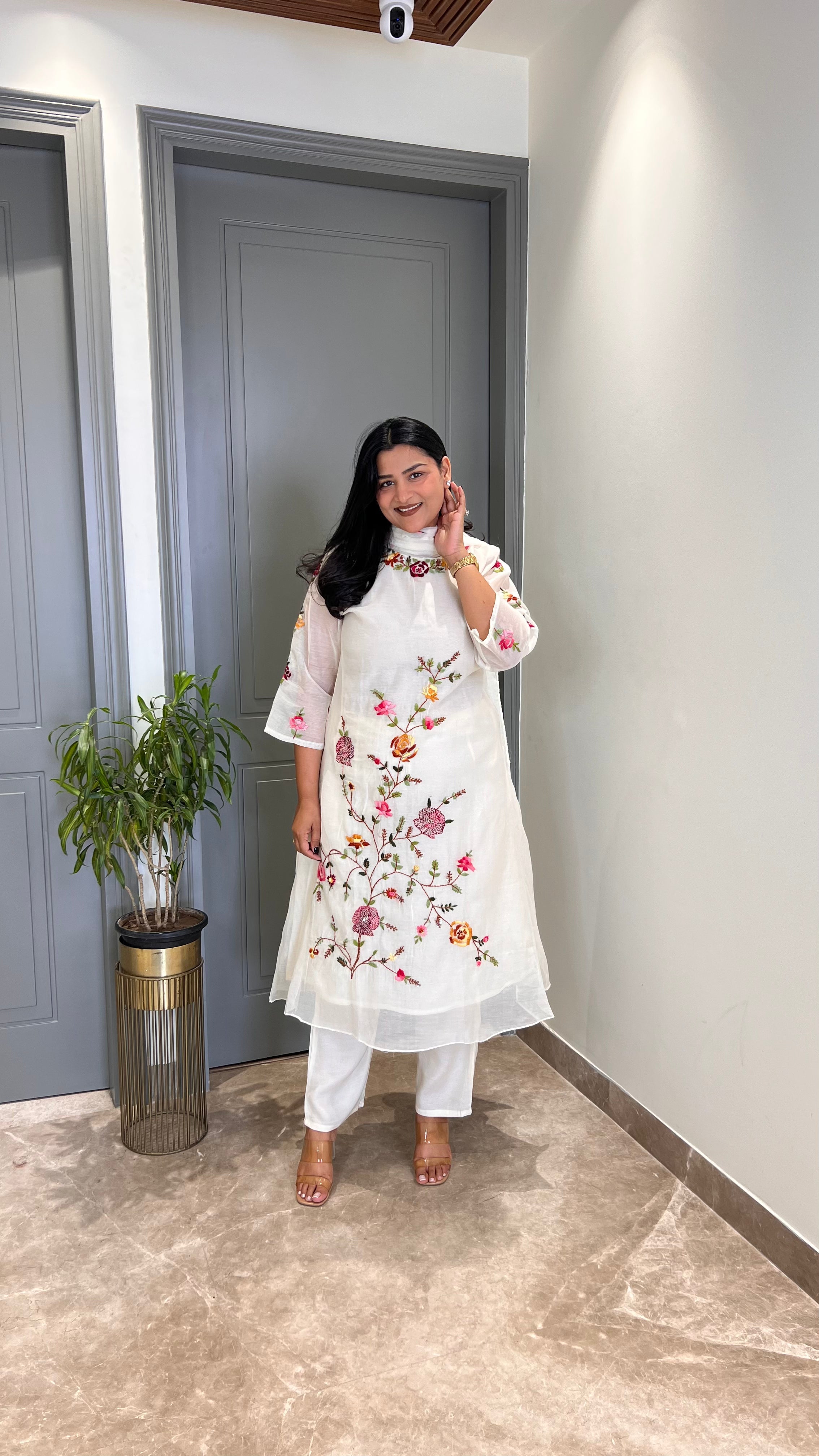 Premium Lucknavi Mul Chanderi Suit Set shrisa.in