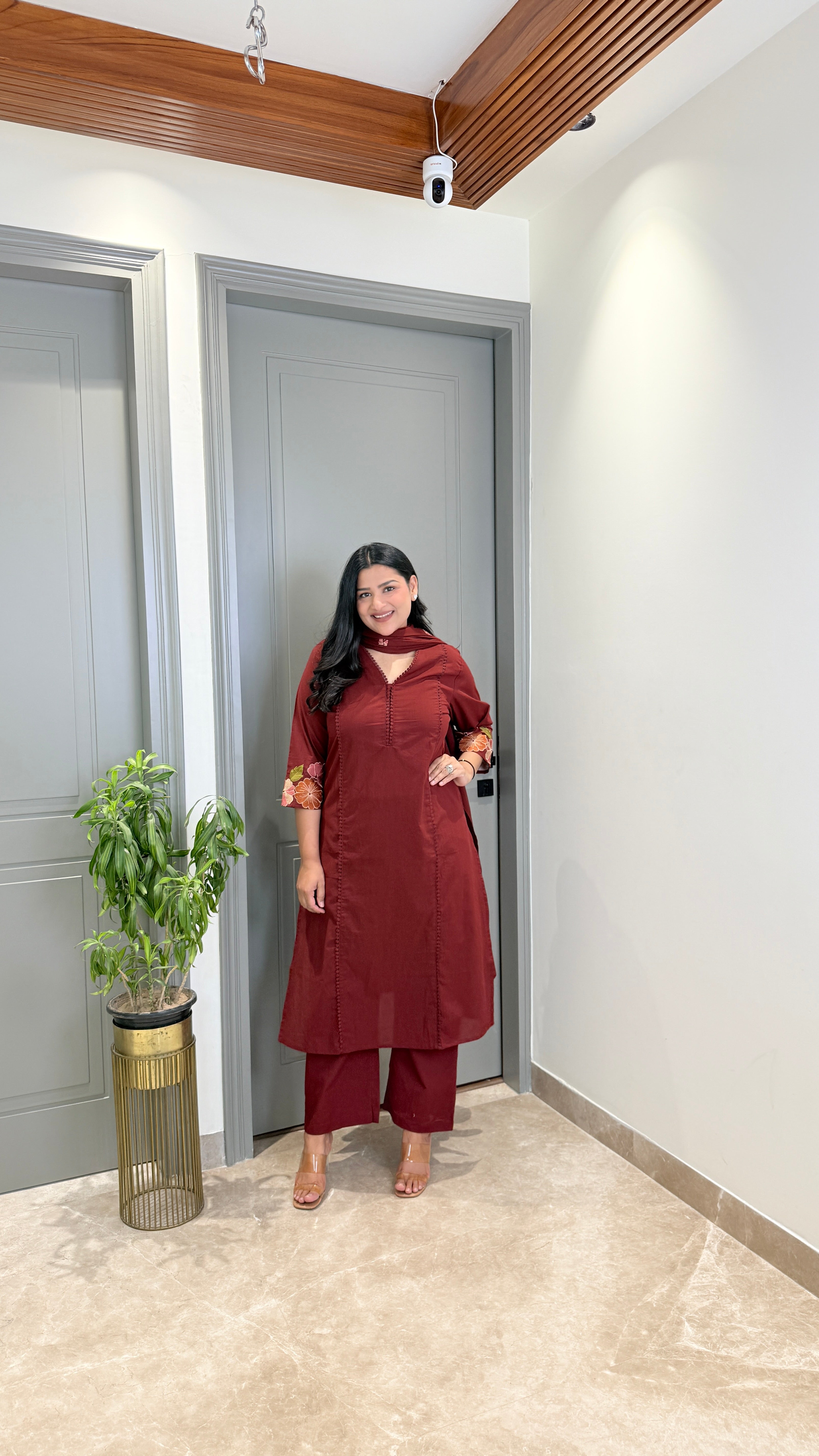 Maroon Anarkali Embroidery Suit Set shrisa.in