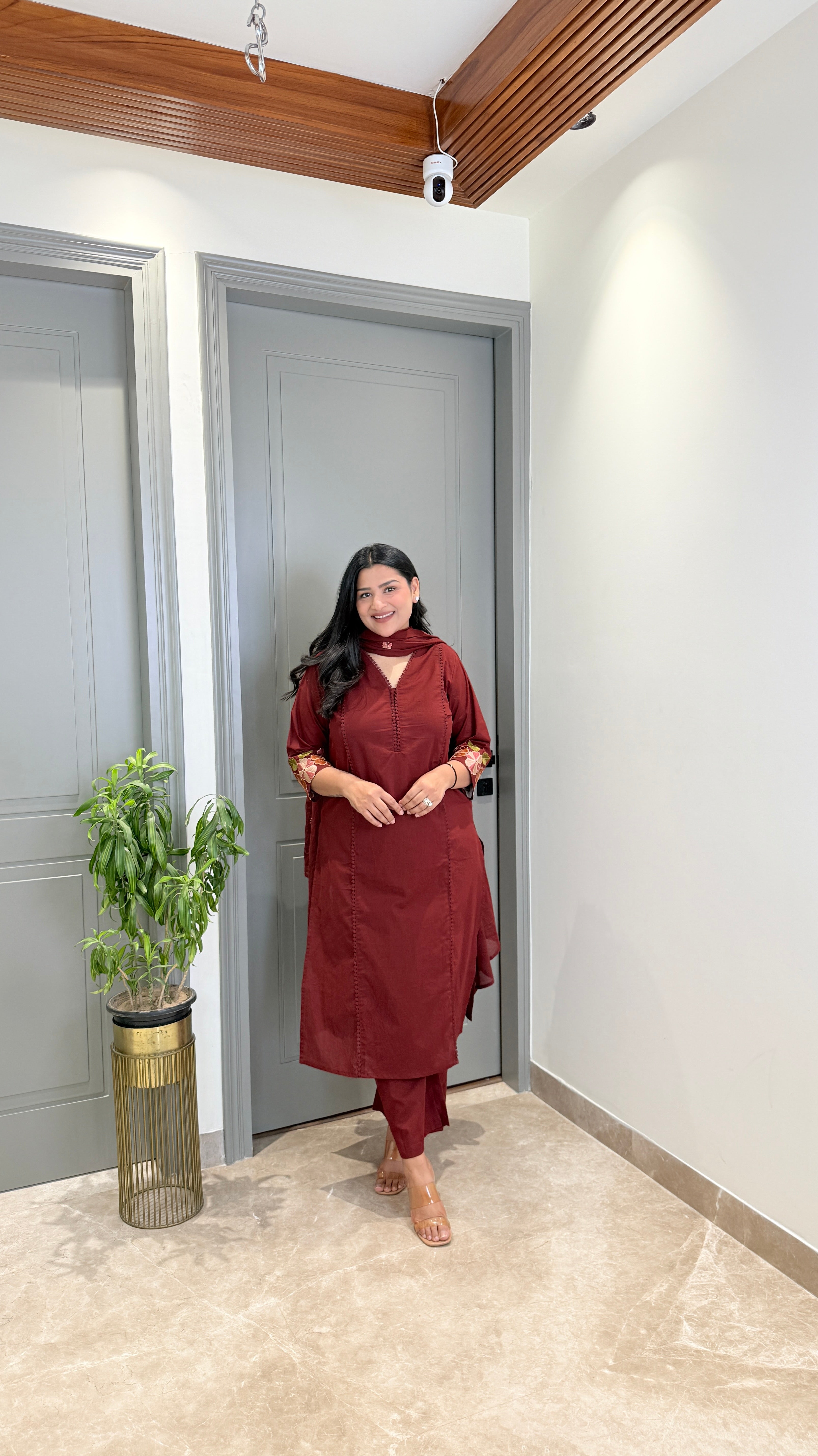 Maroon Anarkali Embroidery Suit Set shrisa.in