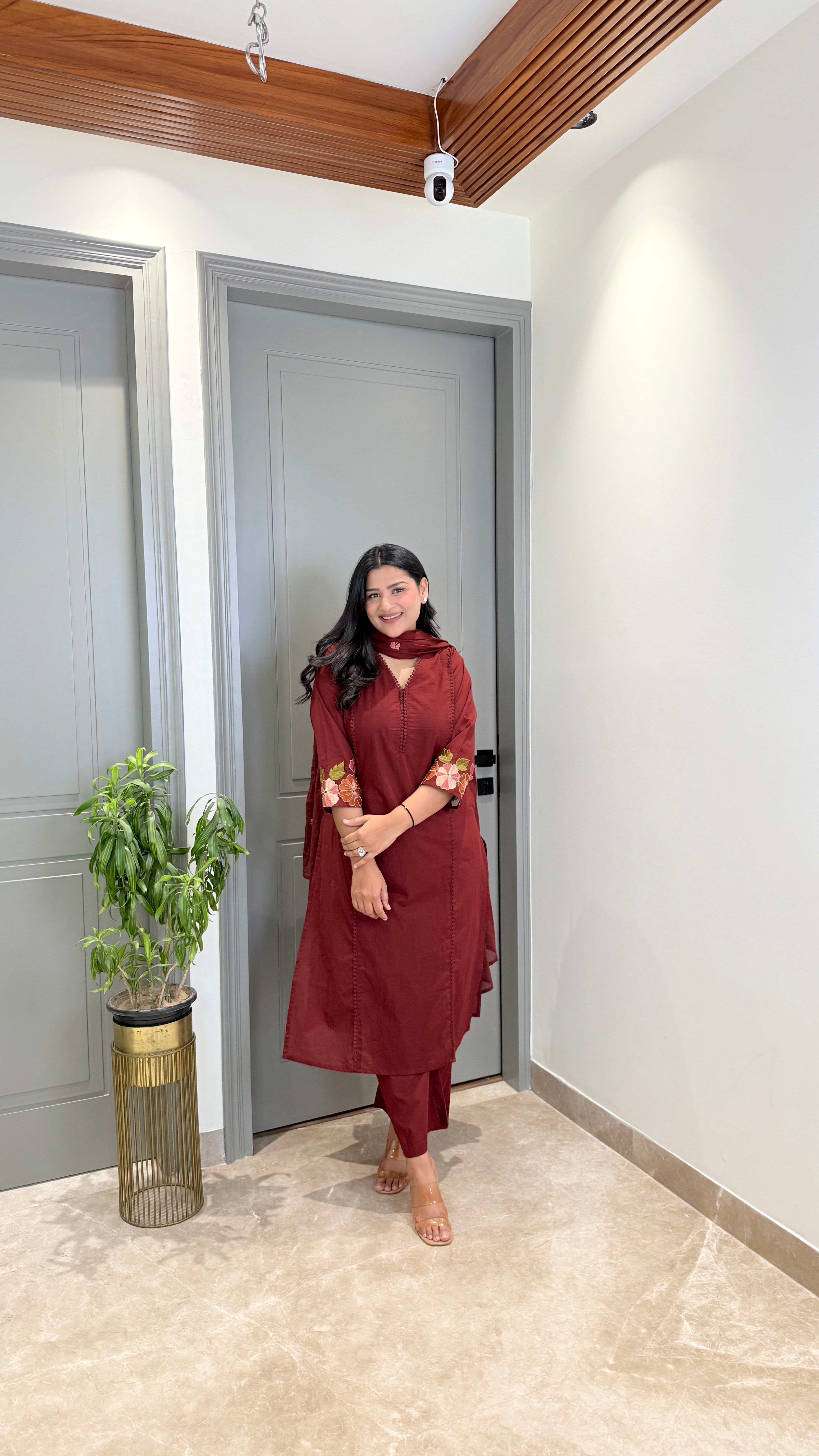 Maroon Anarkali Embroidery Suit Set shrisa.in