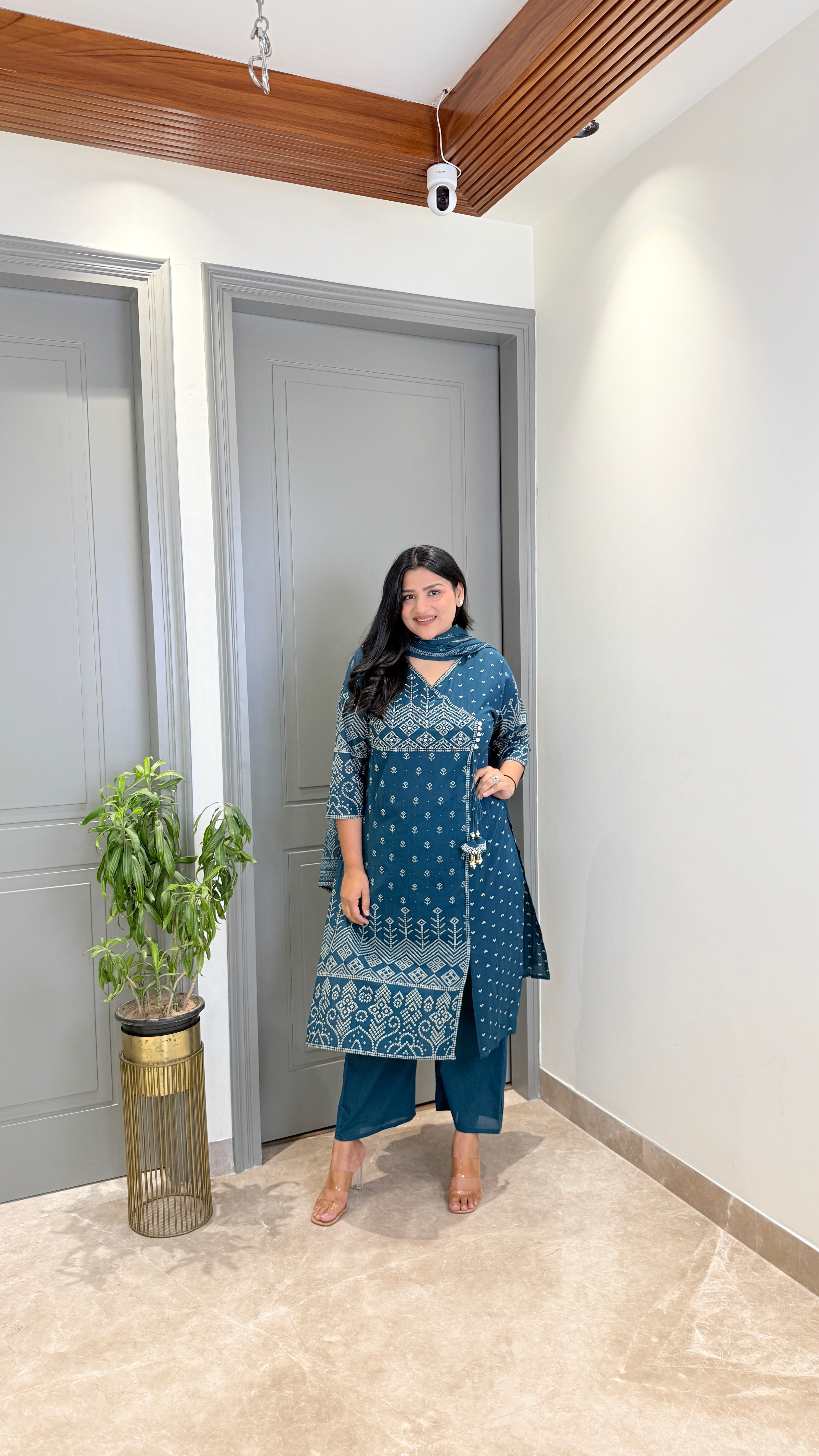 Teal Blue Angrakha Suit Set shrisa.in