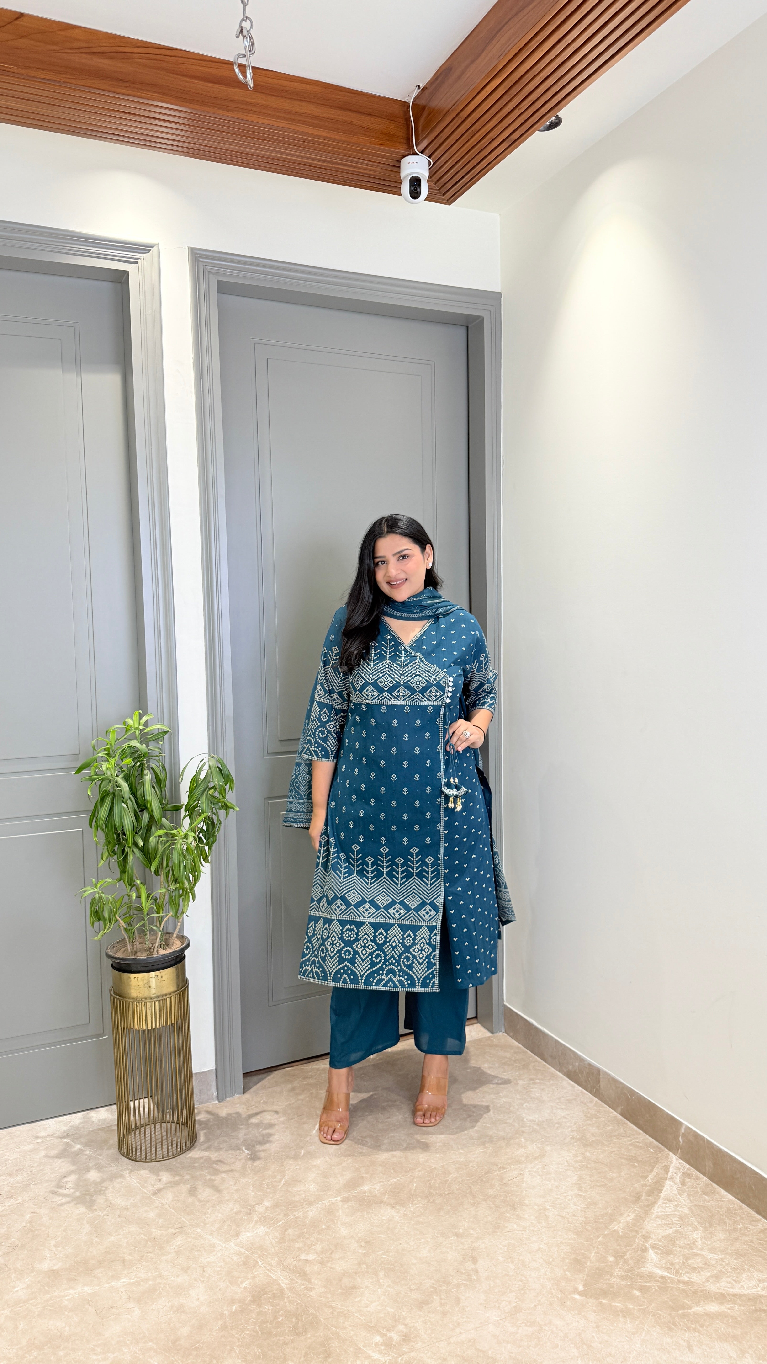 Teal Blue Angrakha Suit Set shrisa.in