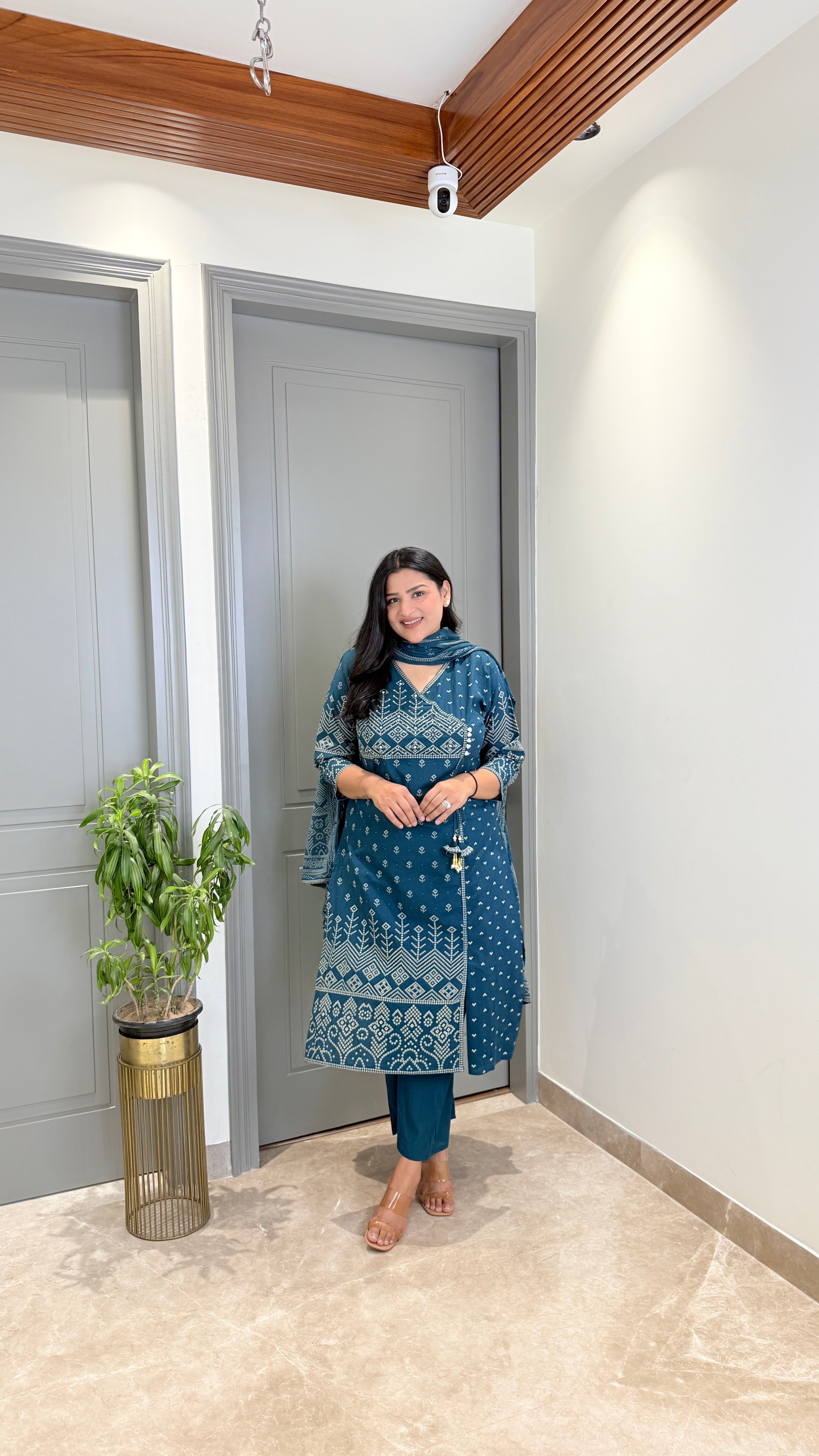 Teal Blue Angrakha Suit Set shrisa.in