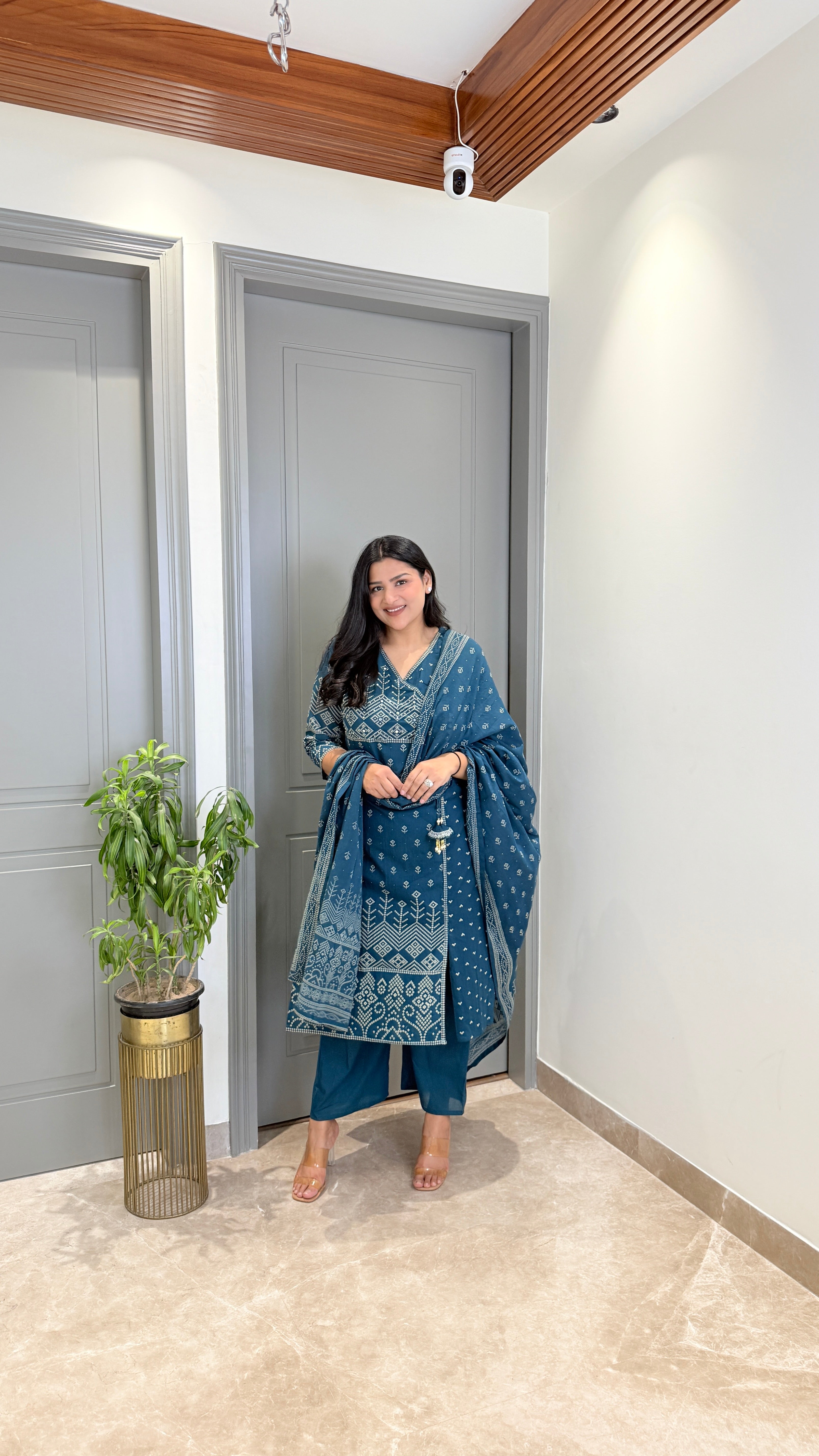 Teal Blue Angrakha Suit Set shrisa.in
