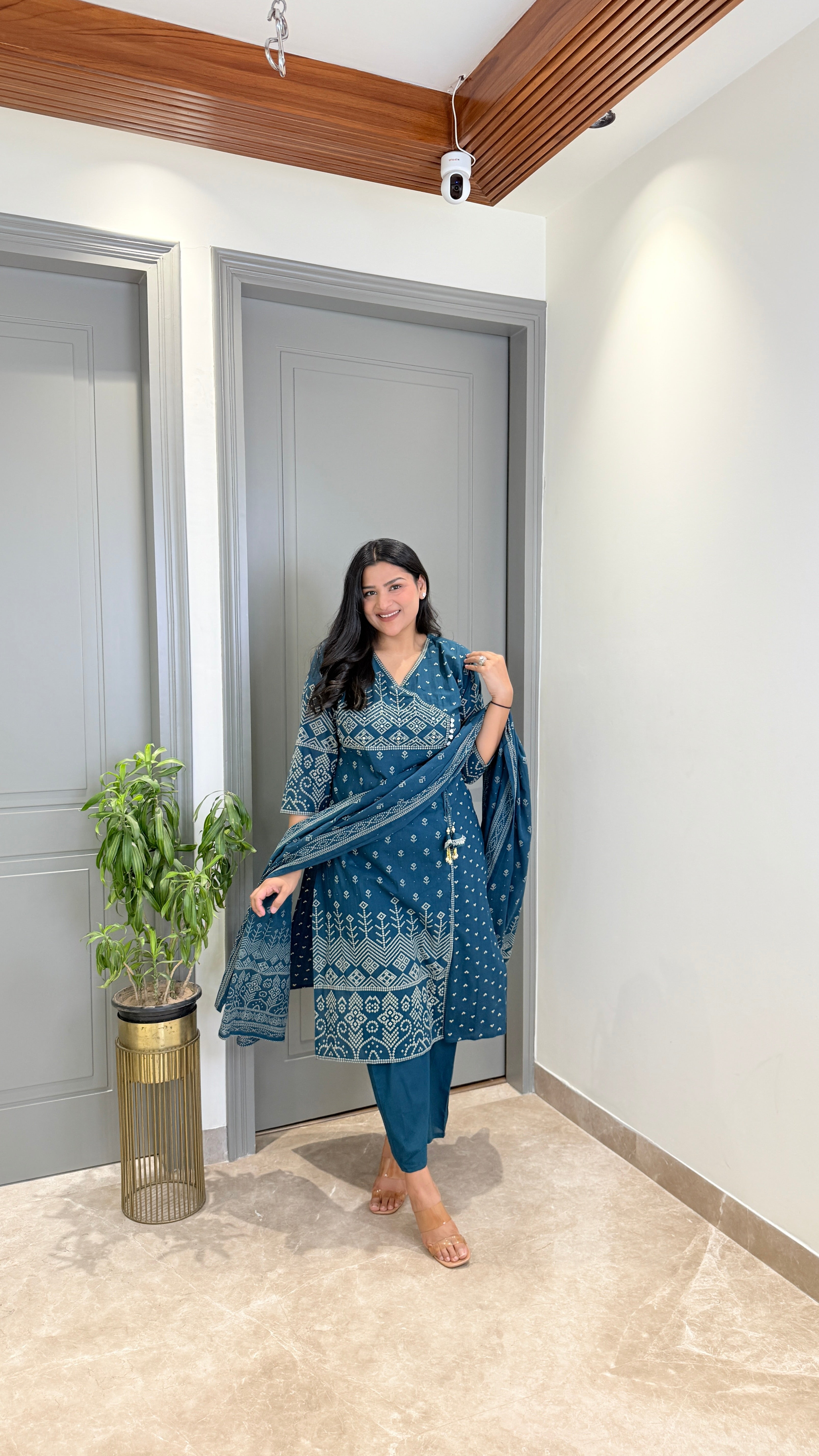 Teal Blue Angrakha Suit Set shrisa.in