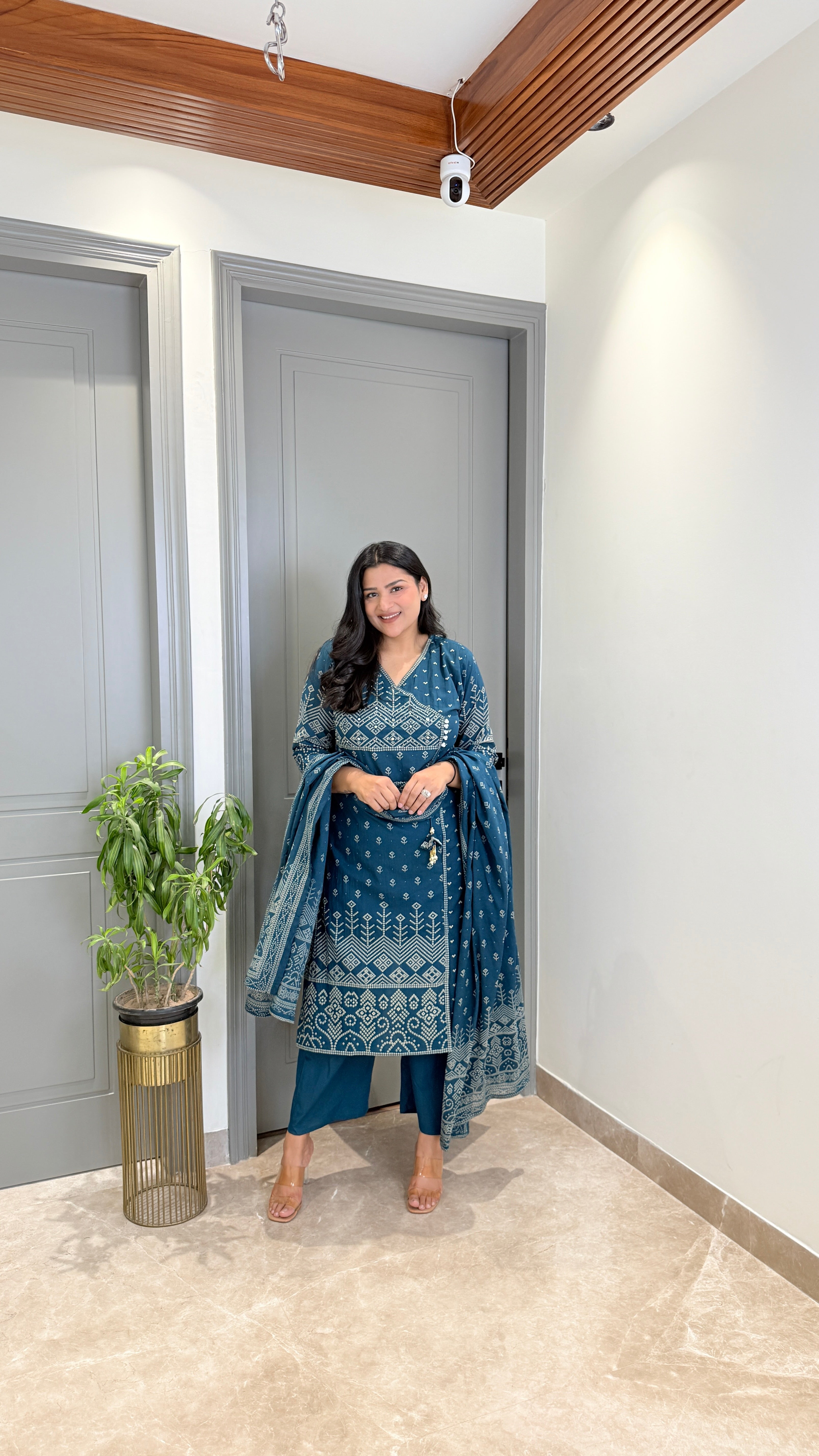 Teal Blue Angrakha Suit Set shrisa.in