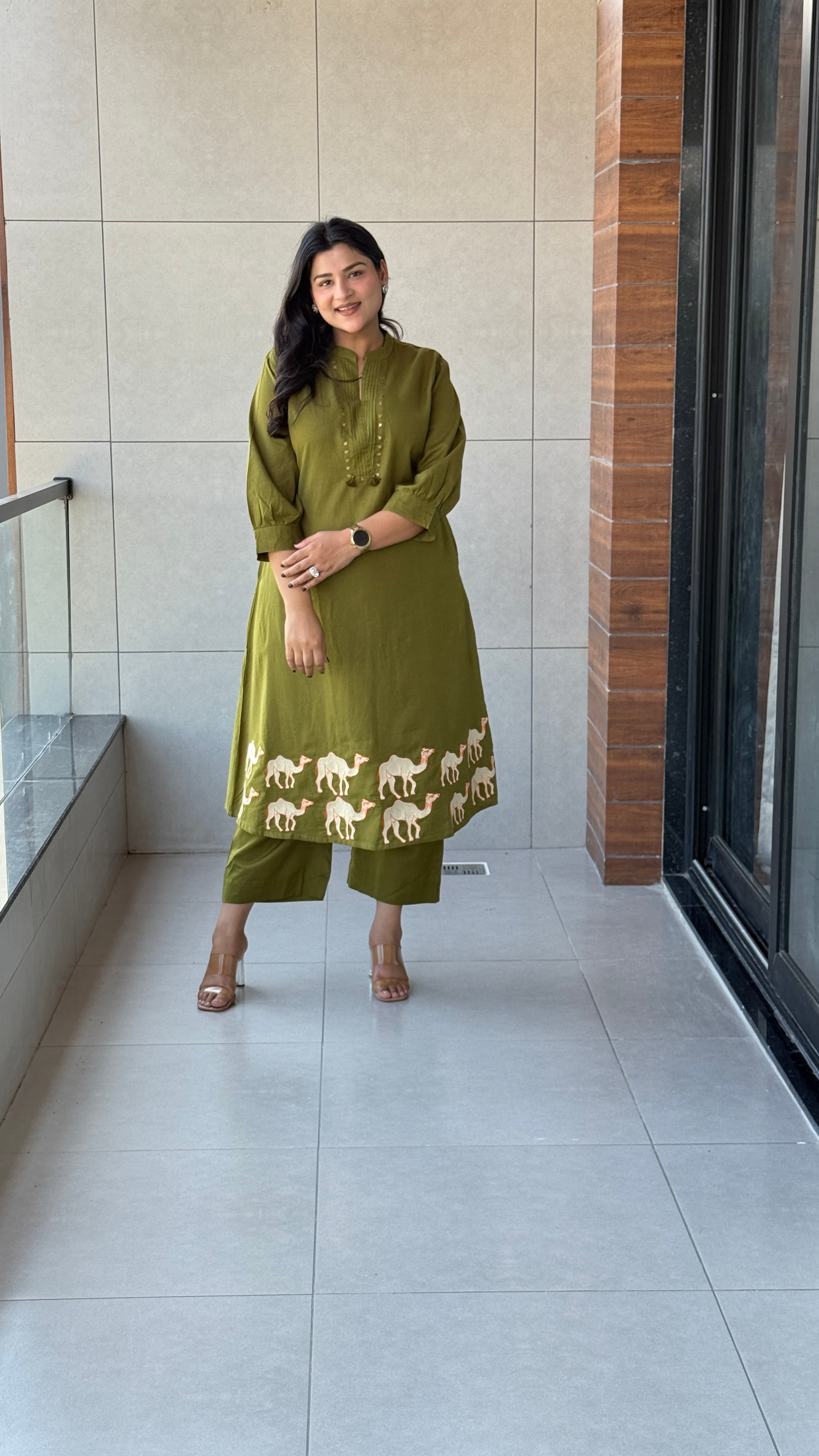 Camel Green Kurta Pants
