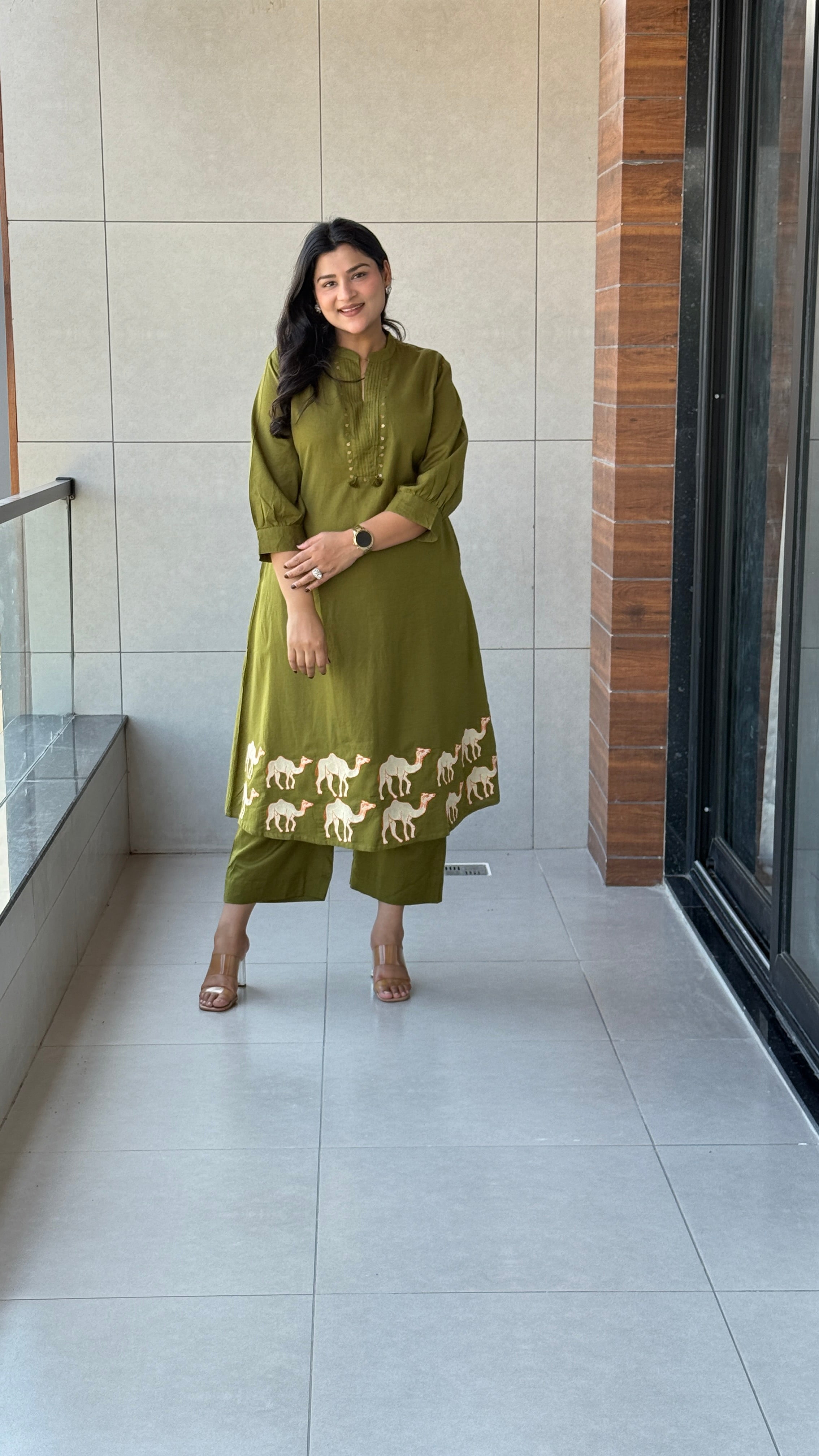 Camel Green Kurta Pants