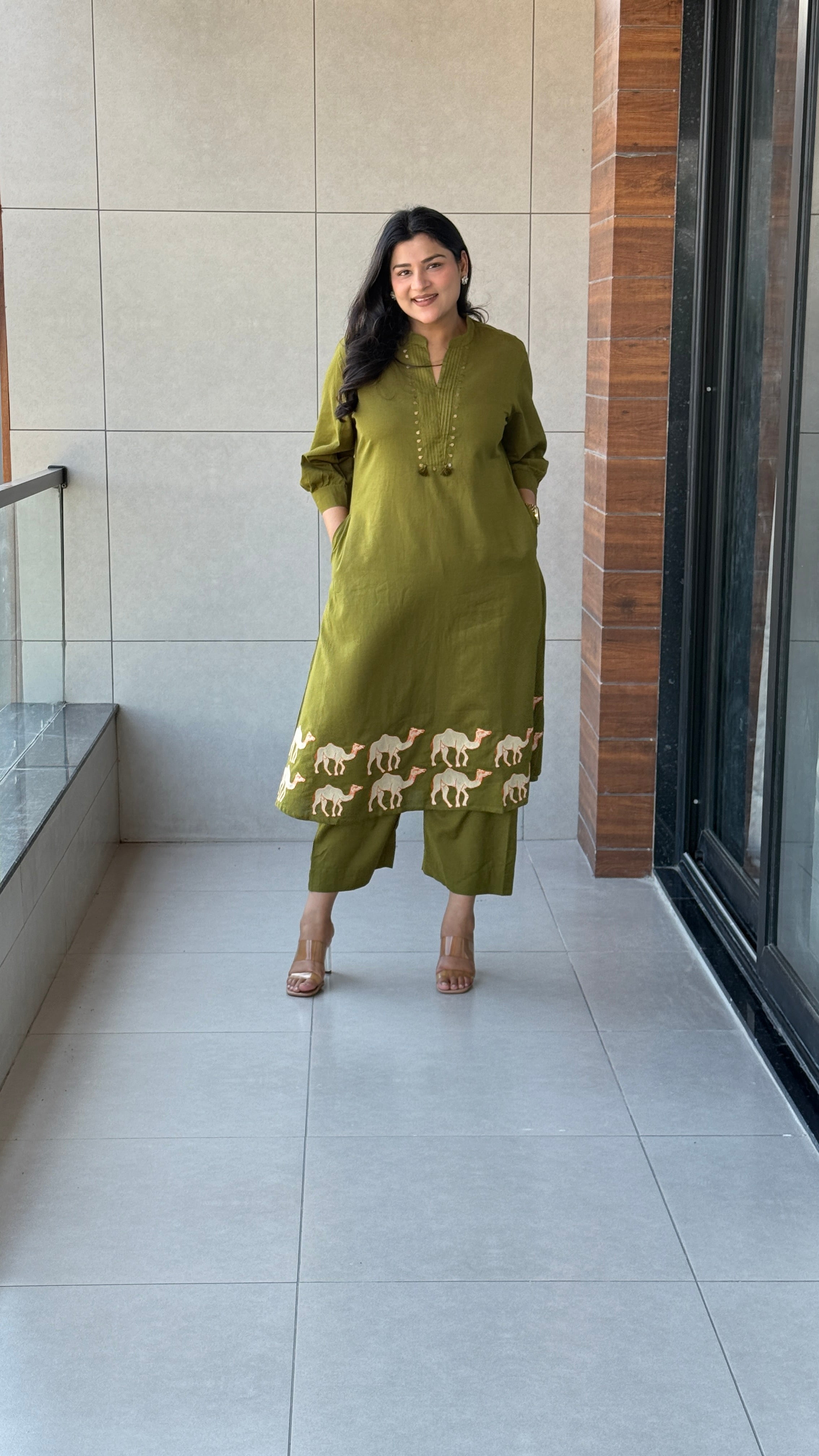 Camel Green Kurta Pants