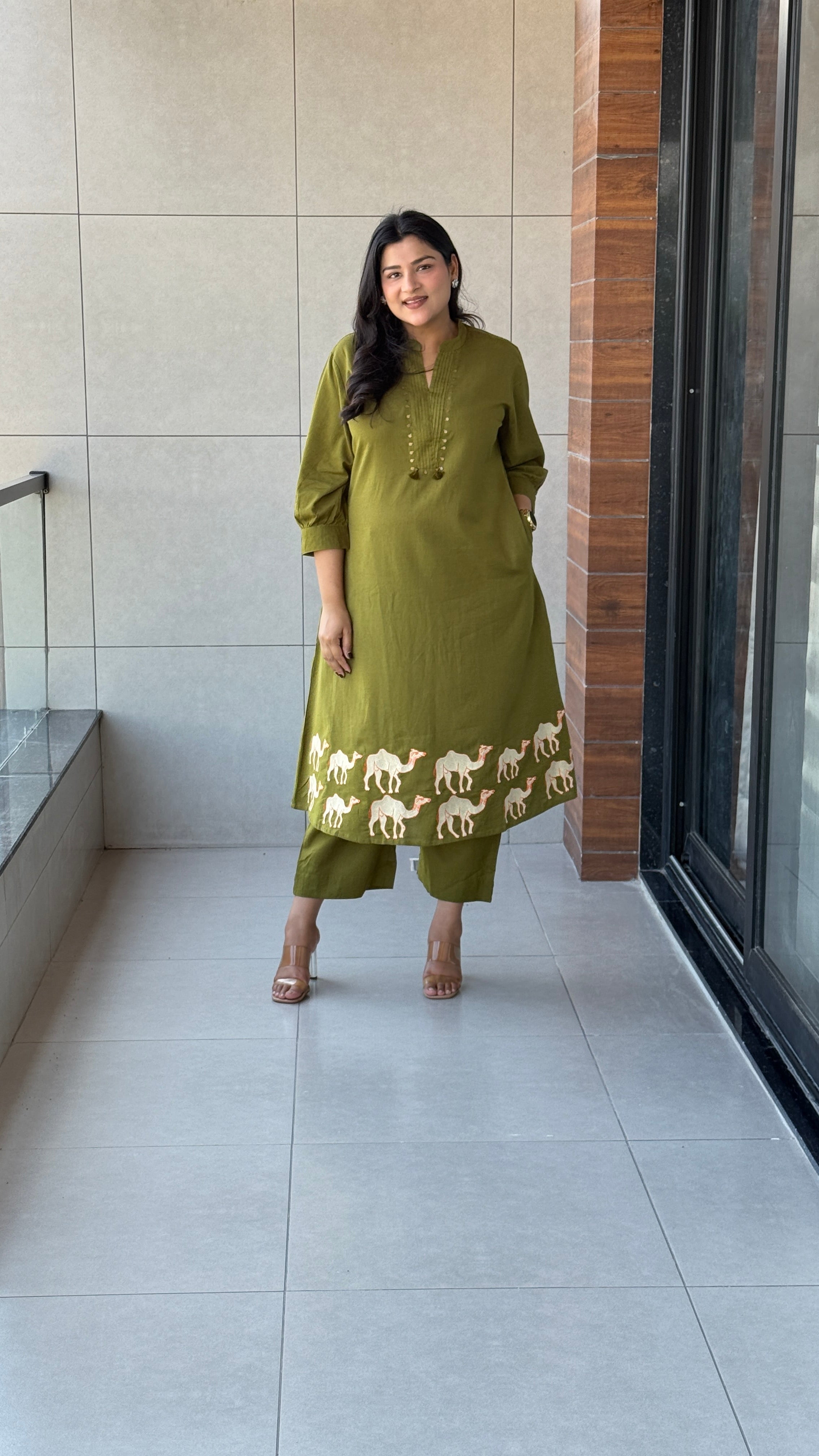 Camel Green Kurta Pants