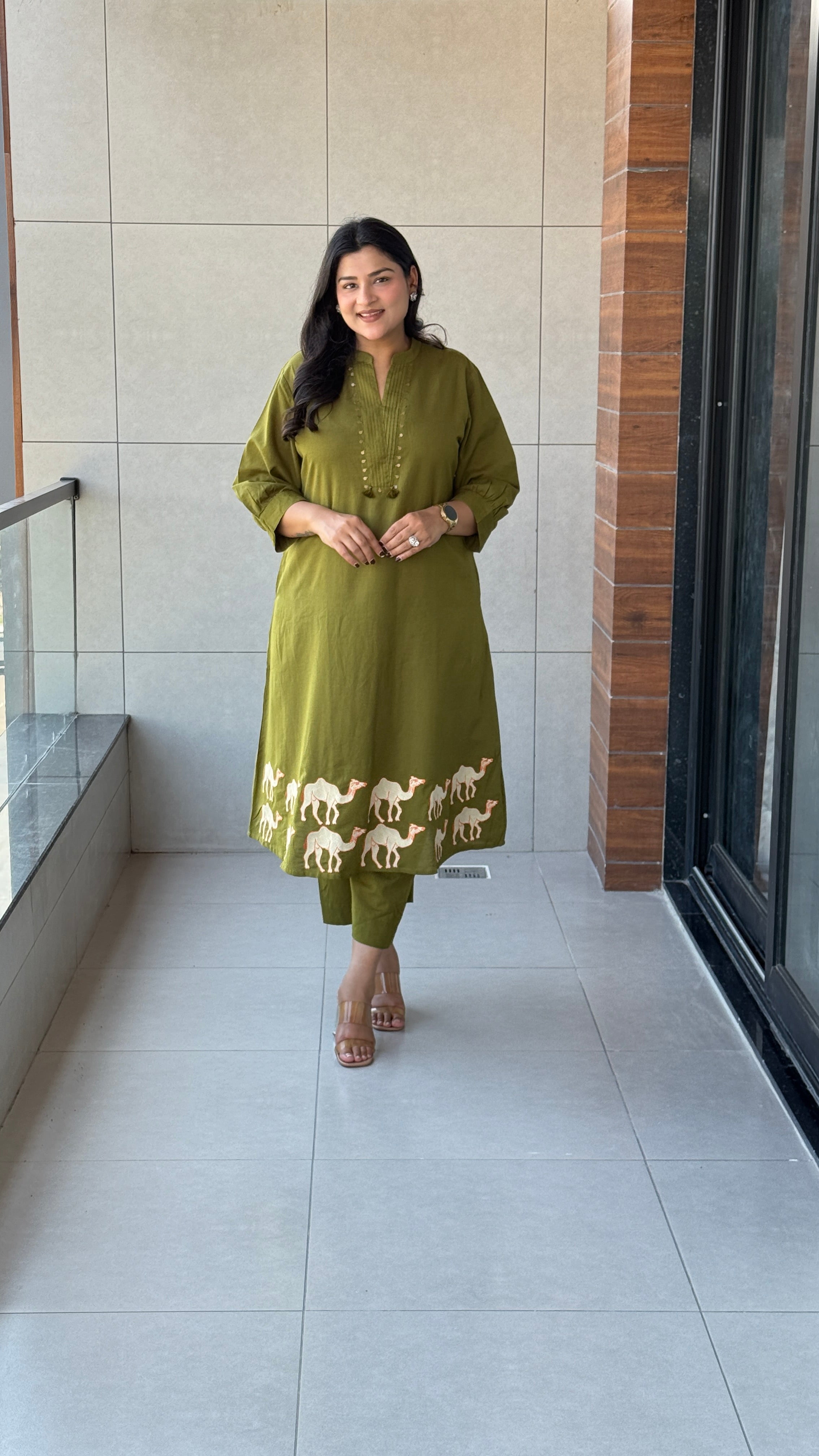 Camel Green Kurta Pants