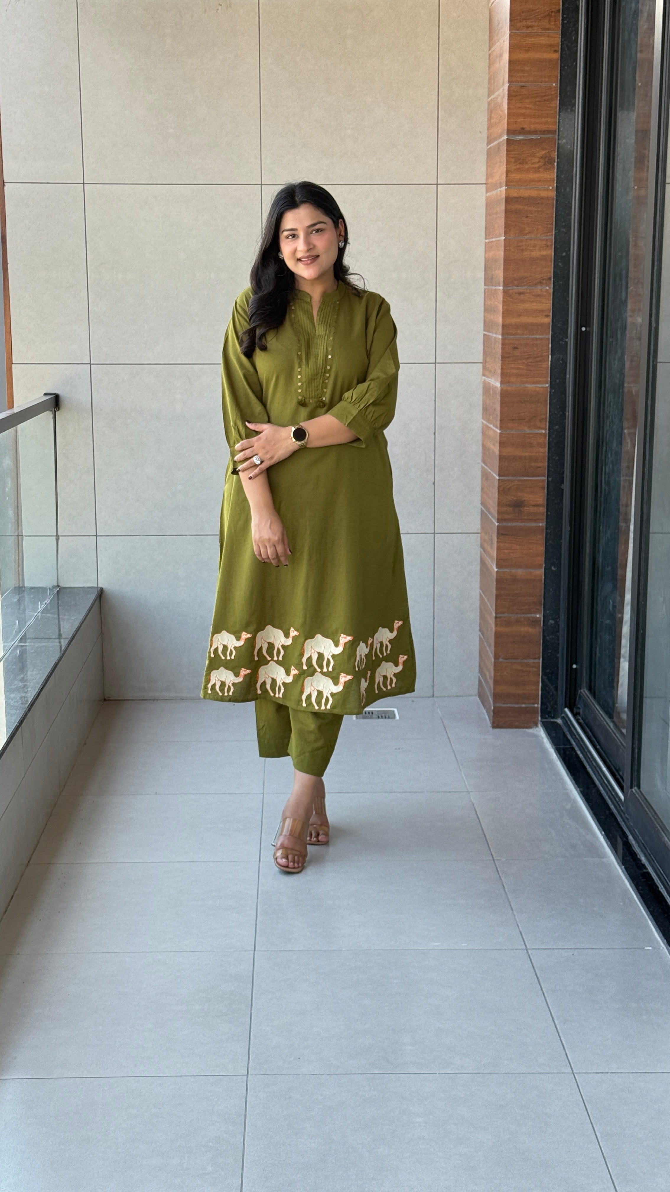 Camel Green Kurta Pants