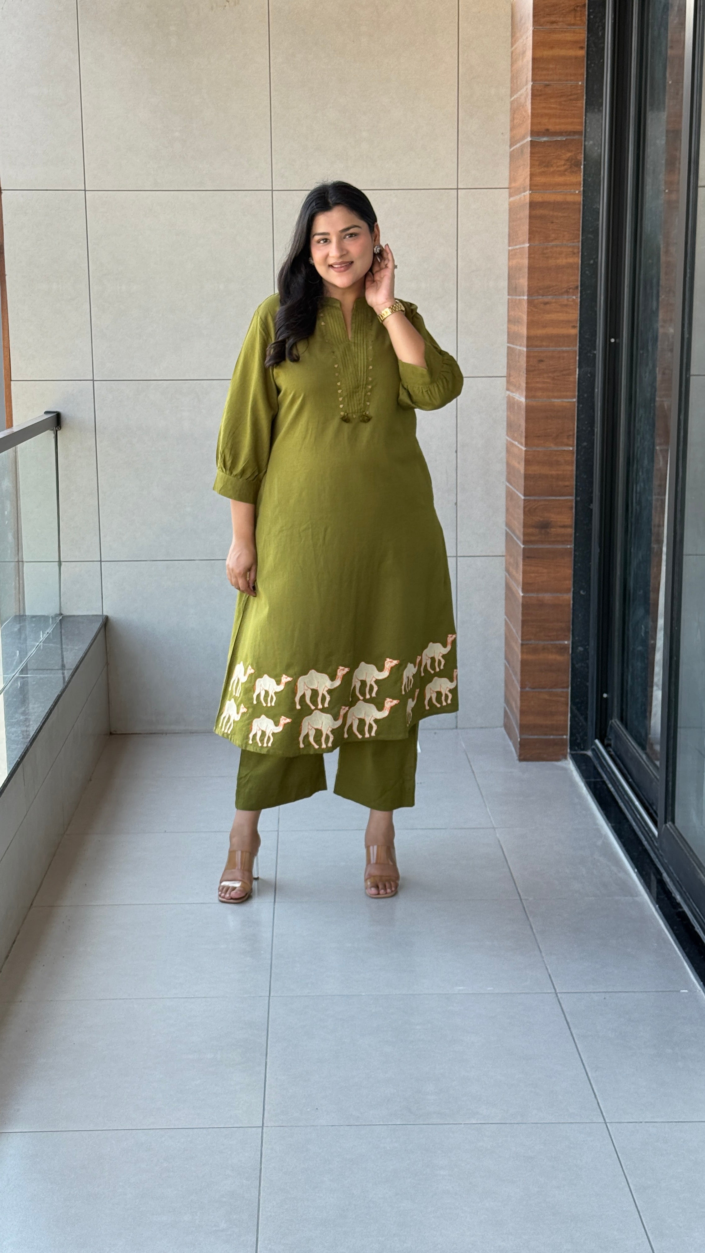 Camel Green Kurta Pants