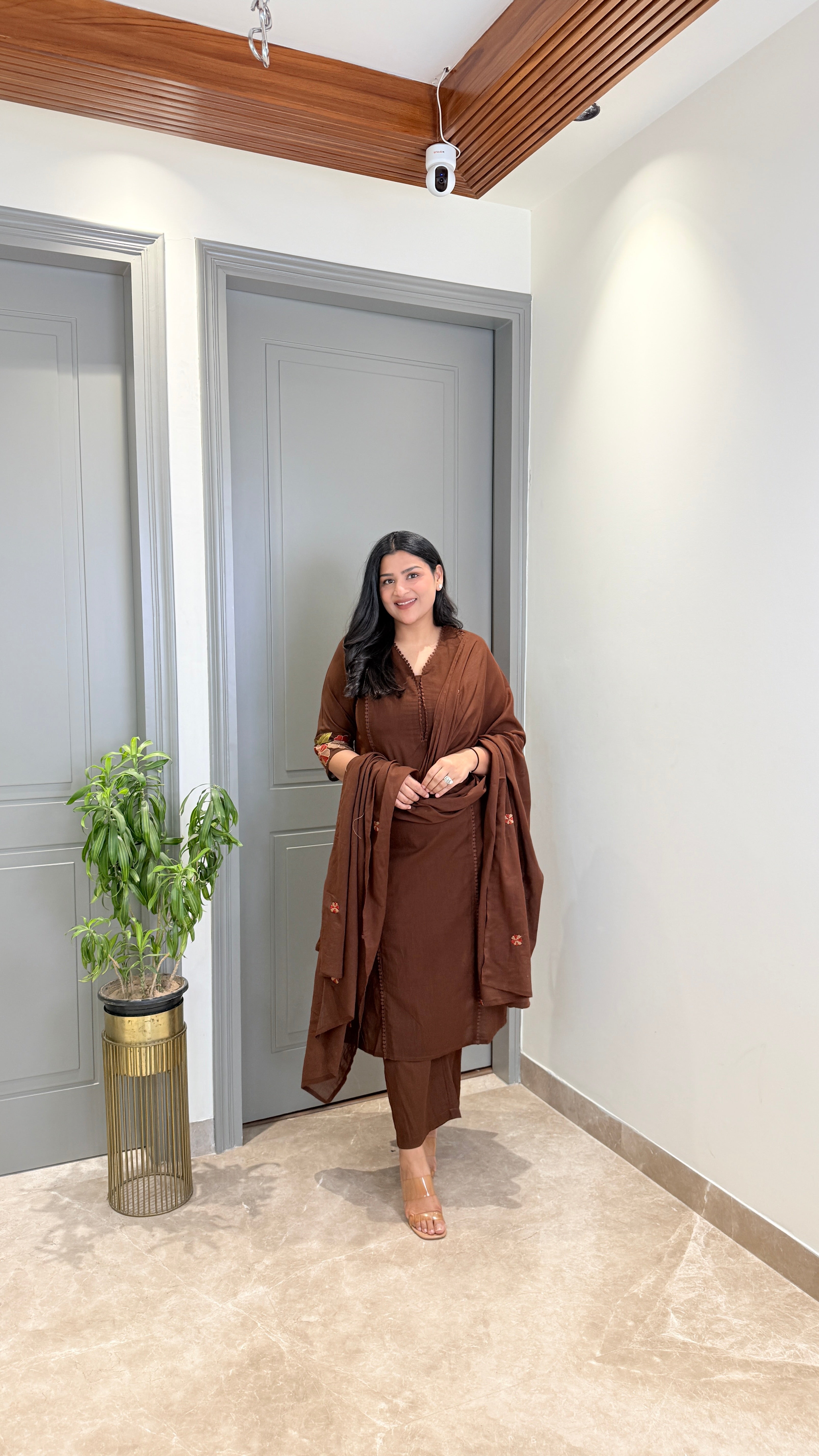 Brown Anarkali Embroidery Suit Set shrisa.in