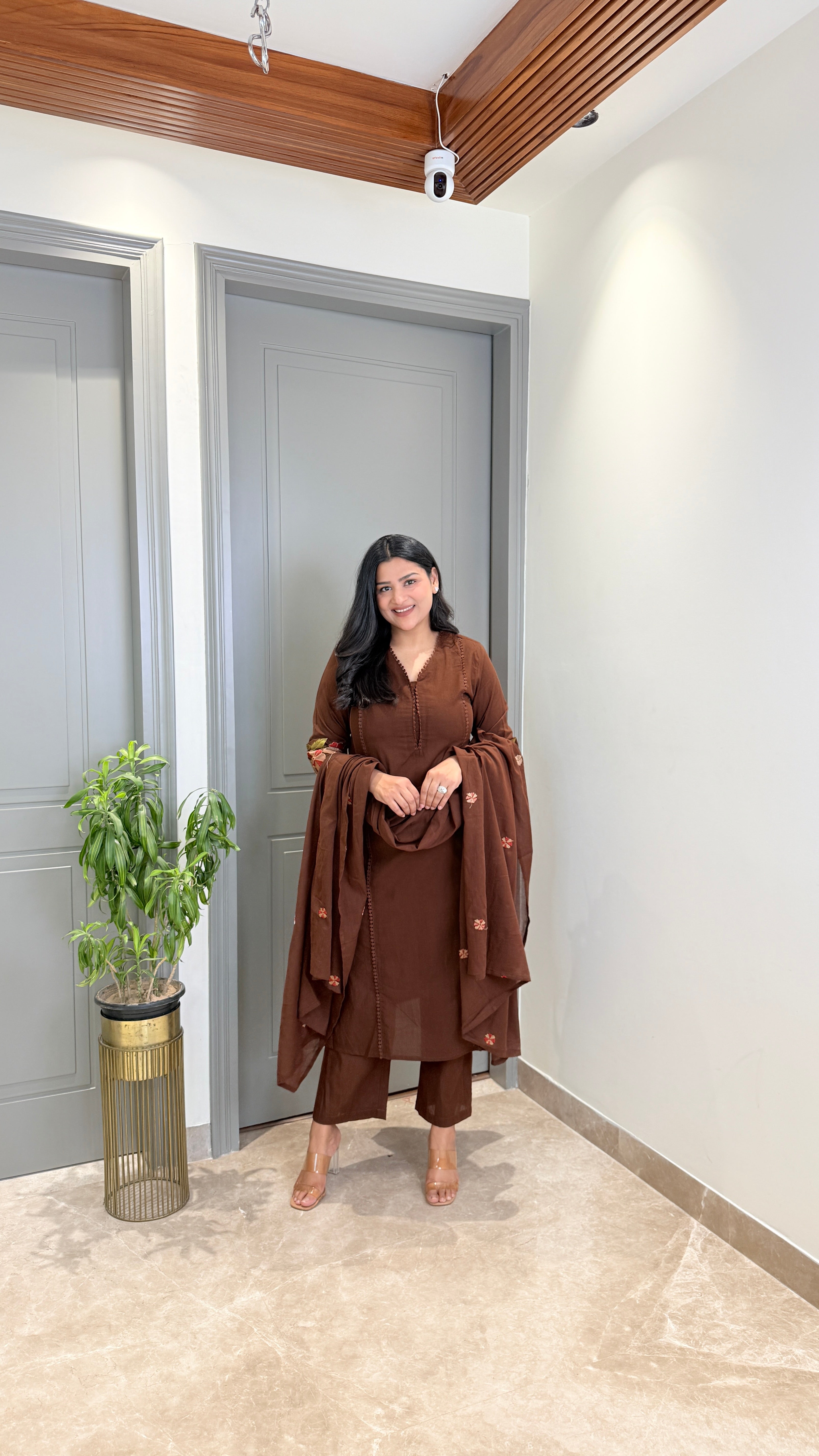 Brown Anarkali Embroidery Suit Set shrisa.in