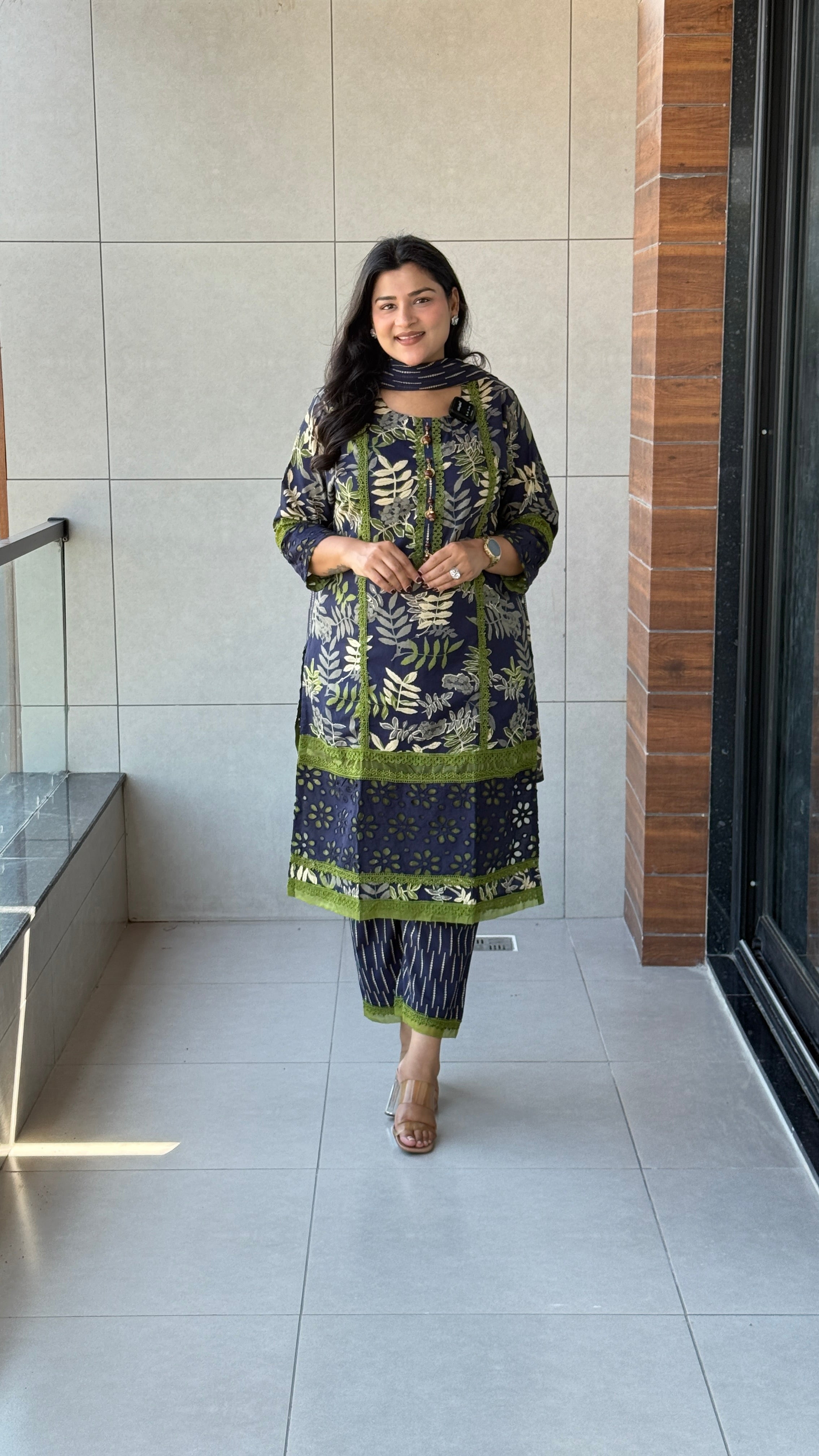 Blue Lacework Suit Set