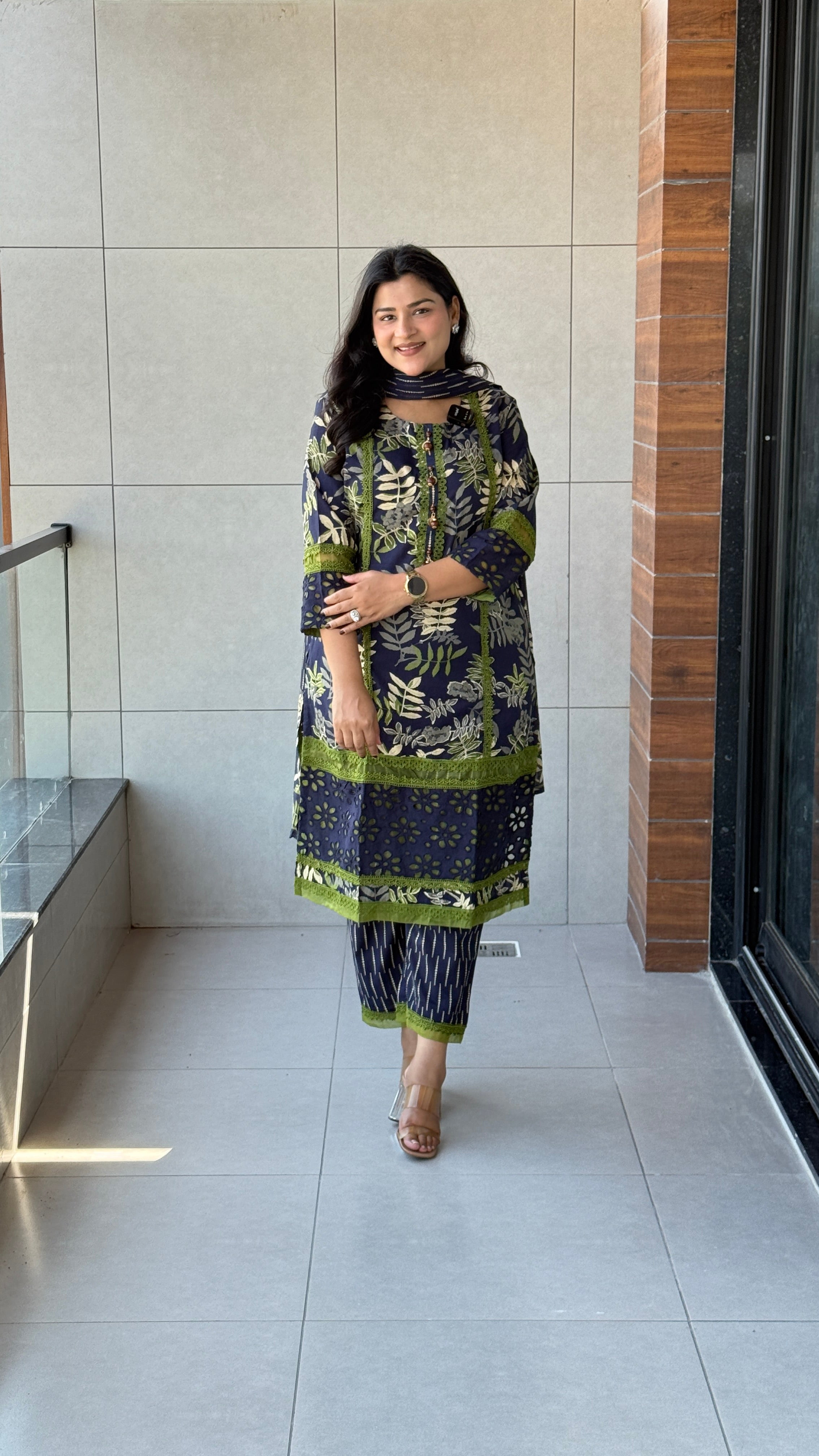 Blue Lacework Suit Set