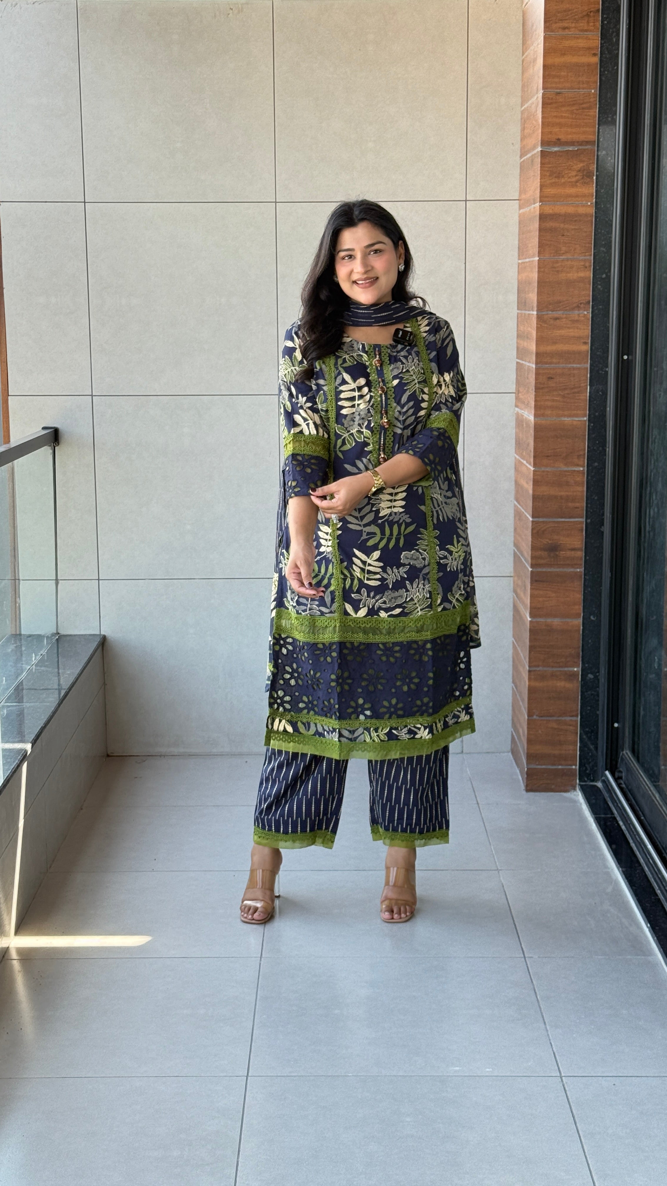 Blue Lacework Suit Set