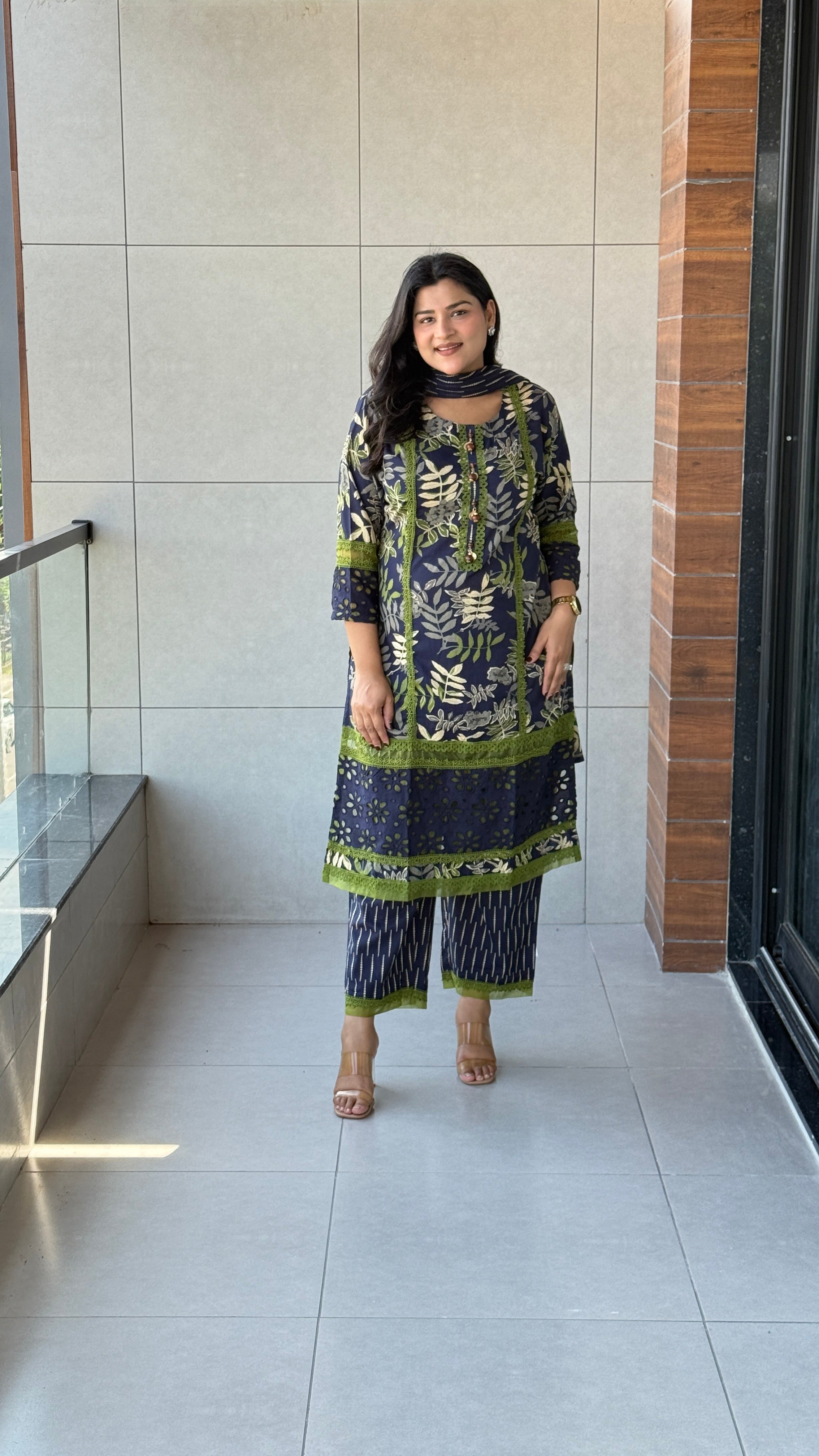 Blue Lacework Suit Set