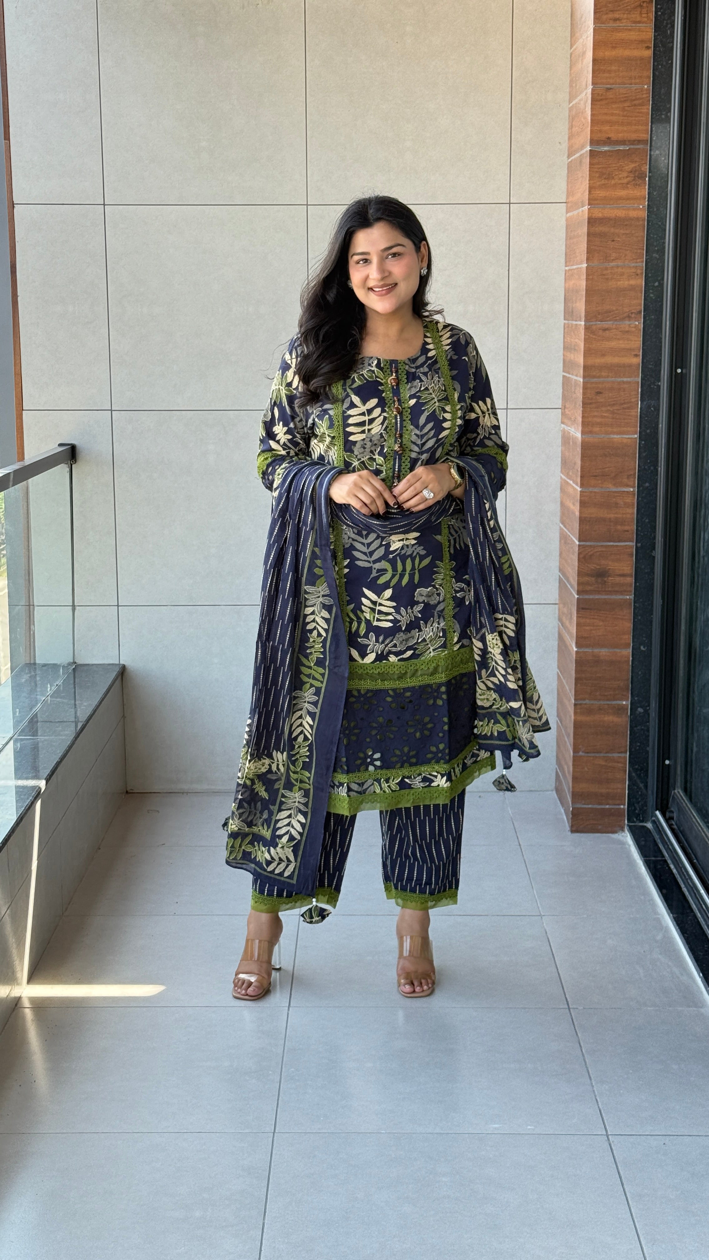 Blue Lacework Suit Set