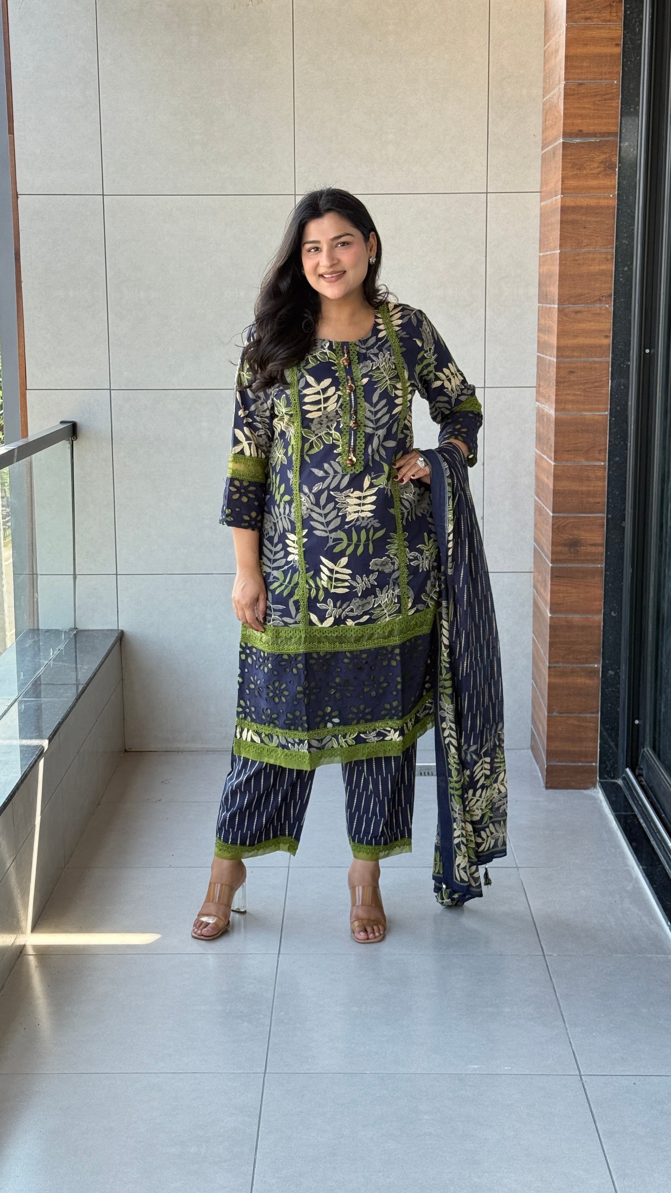 Blue Lacework Suit Set