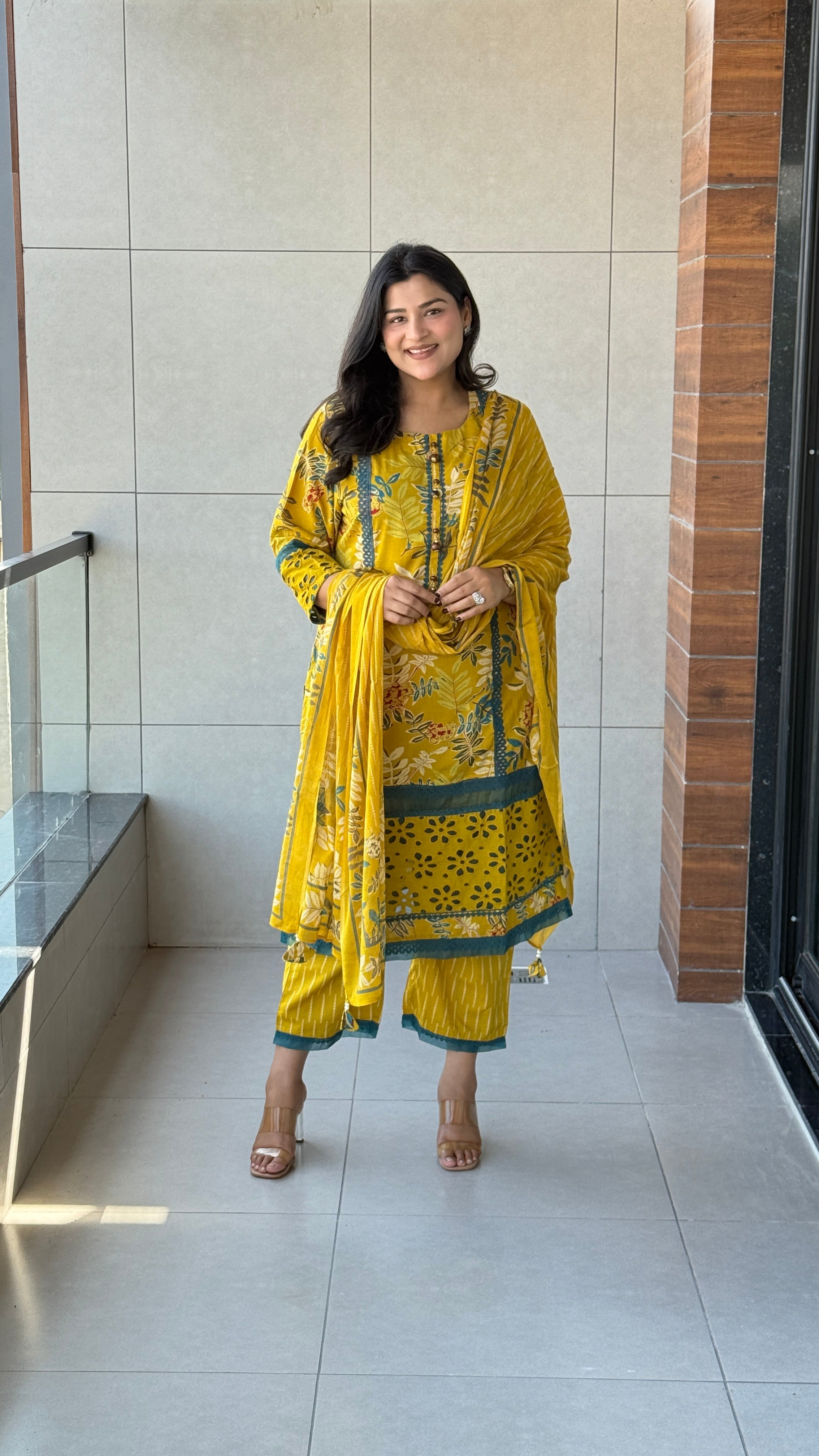 Mustard Lacework Suit Set