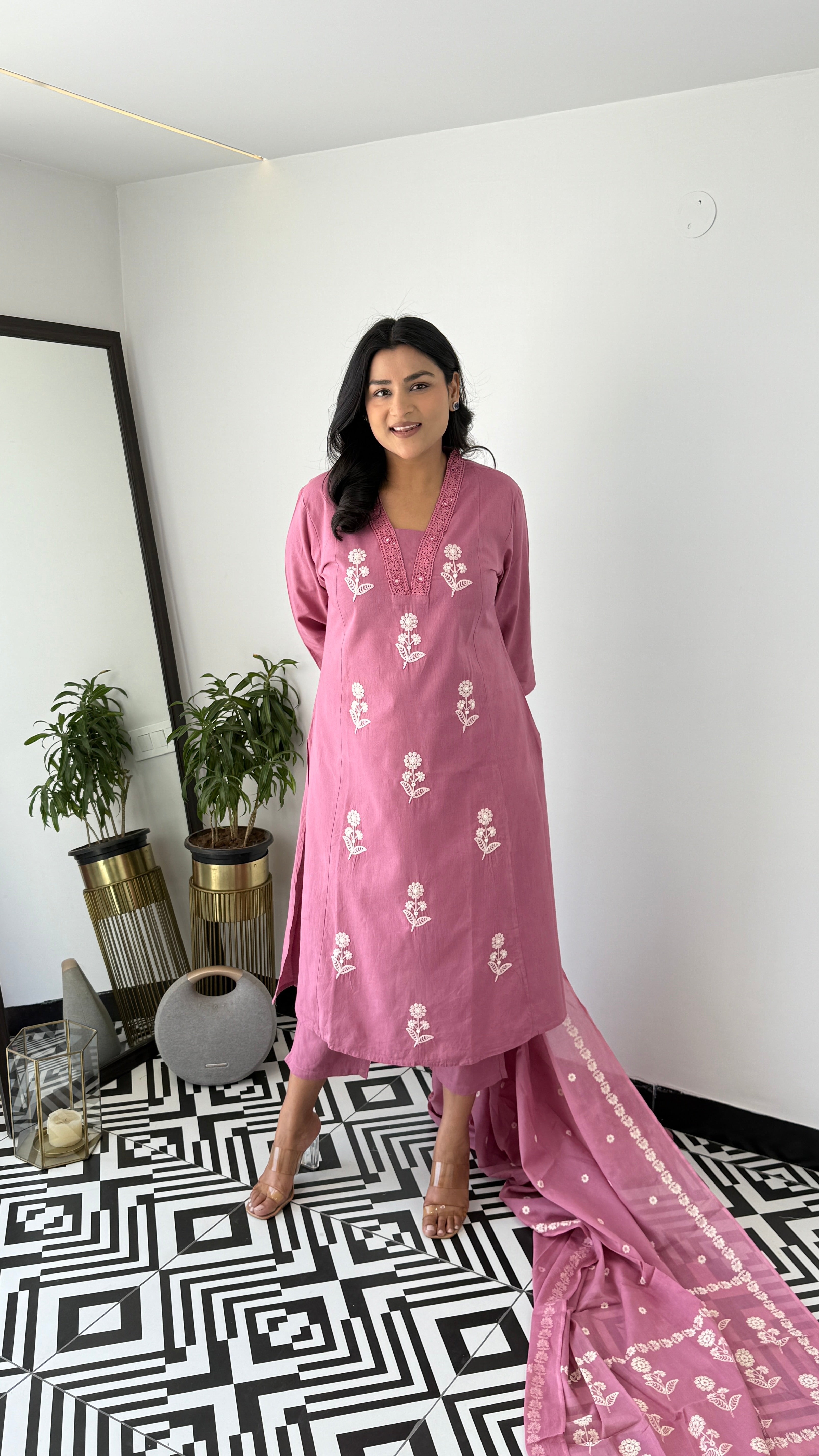 Blush Pink Cotton Suit Set