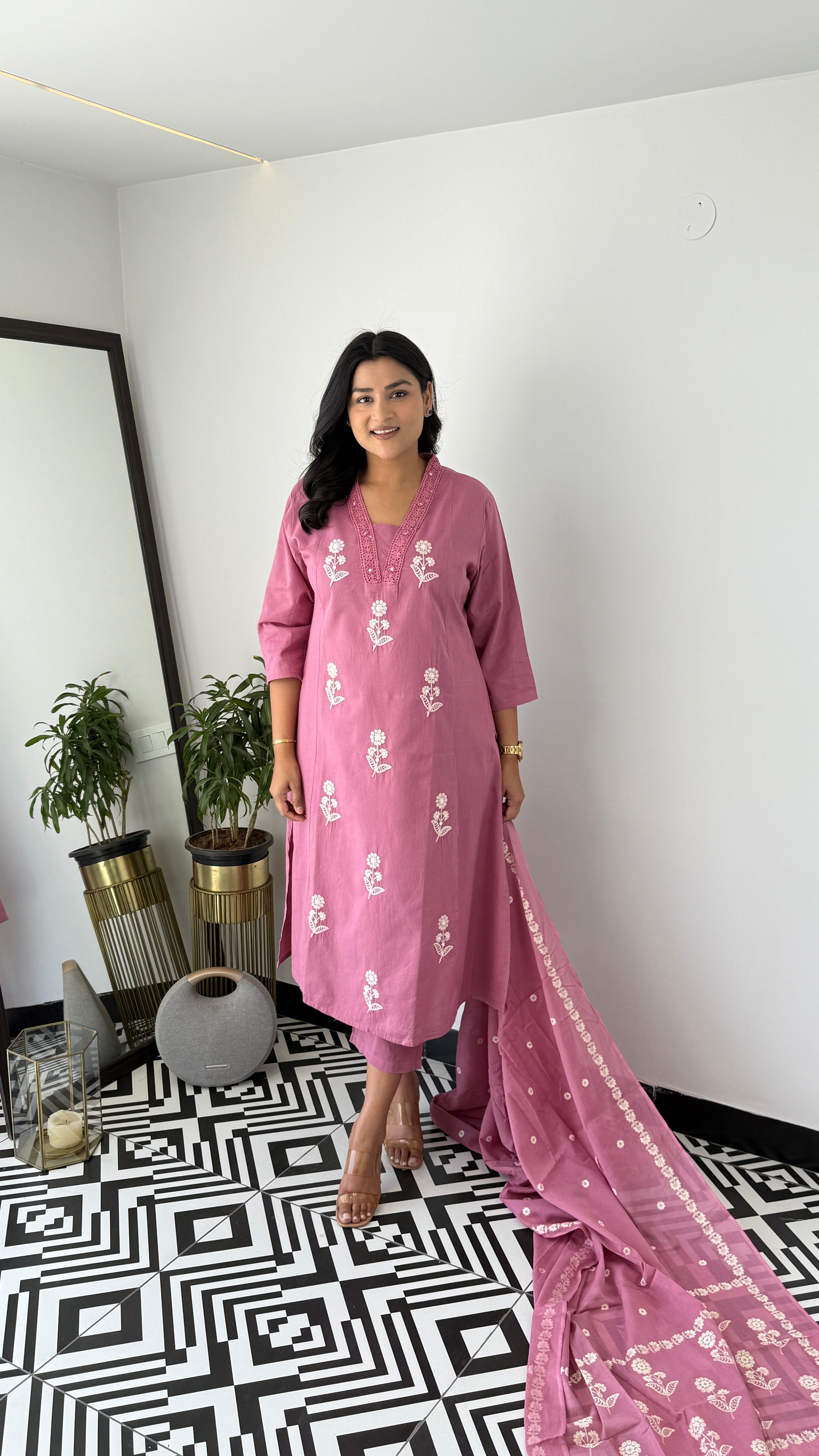 Blush Pink Cotton Suit Set