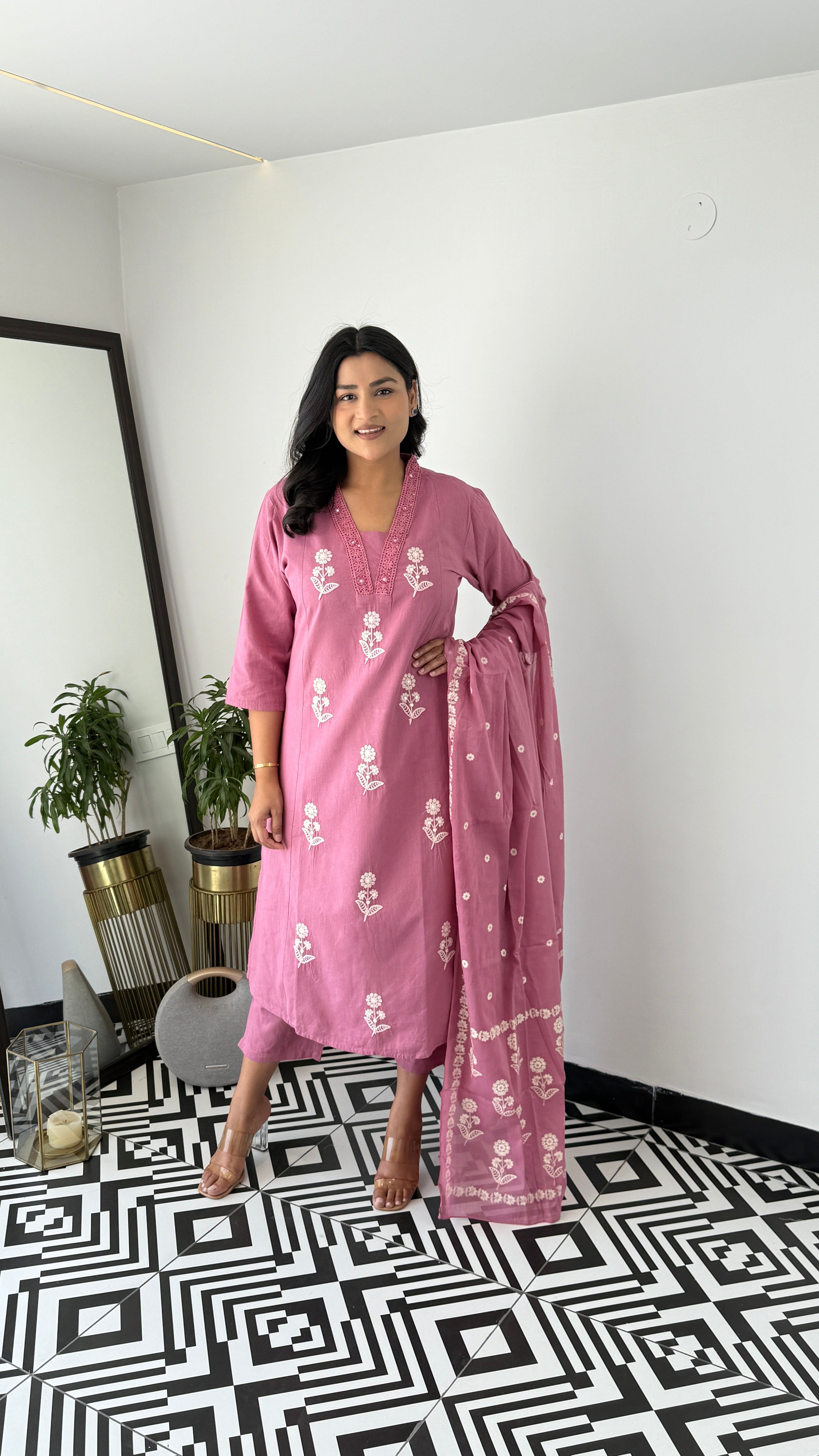 Blush Pink Cotton Suit Set