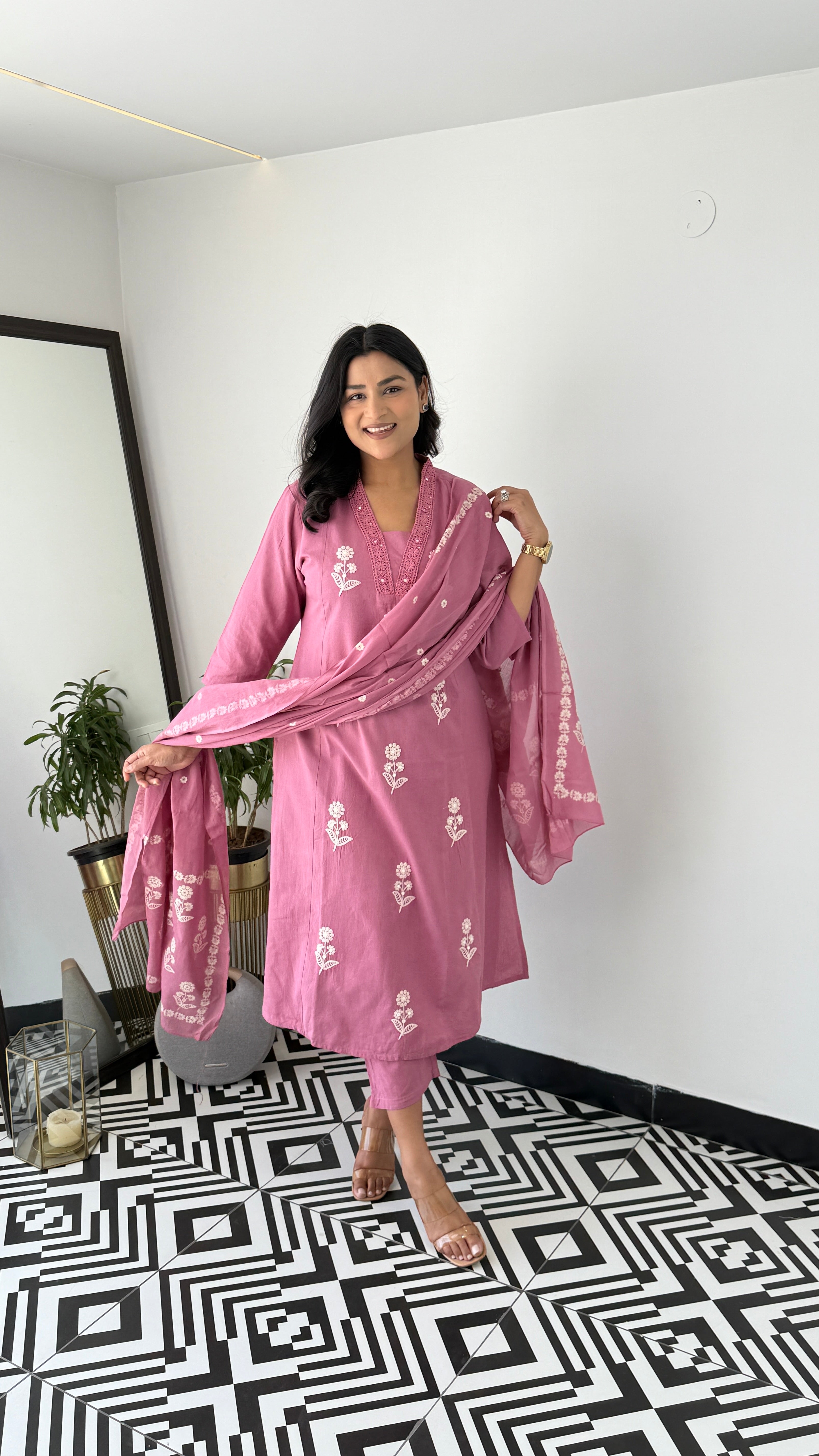 Blush Pink Cotton Suit Set