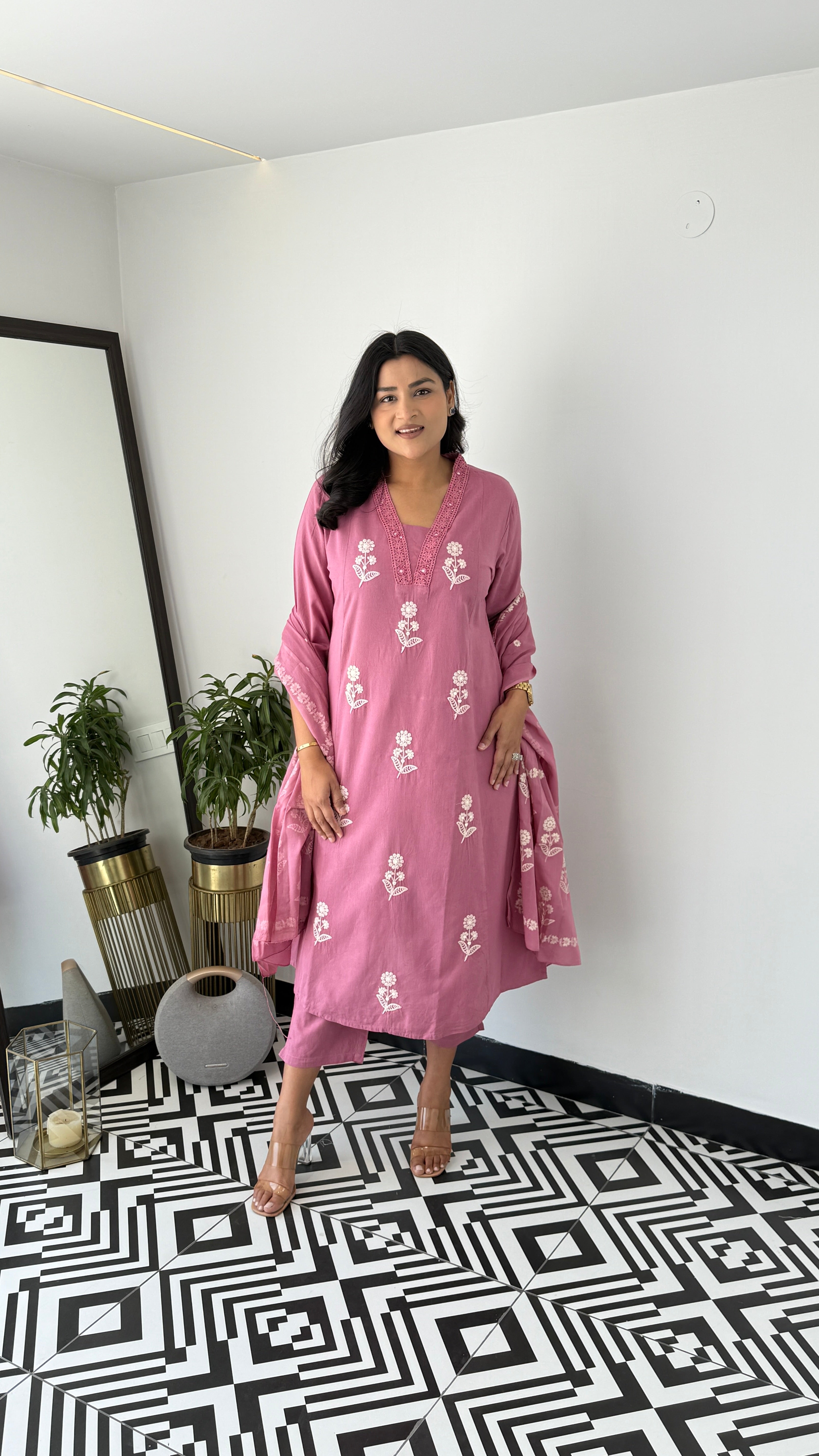 Blush Pink Cotton Suit Set