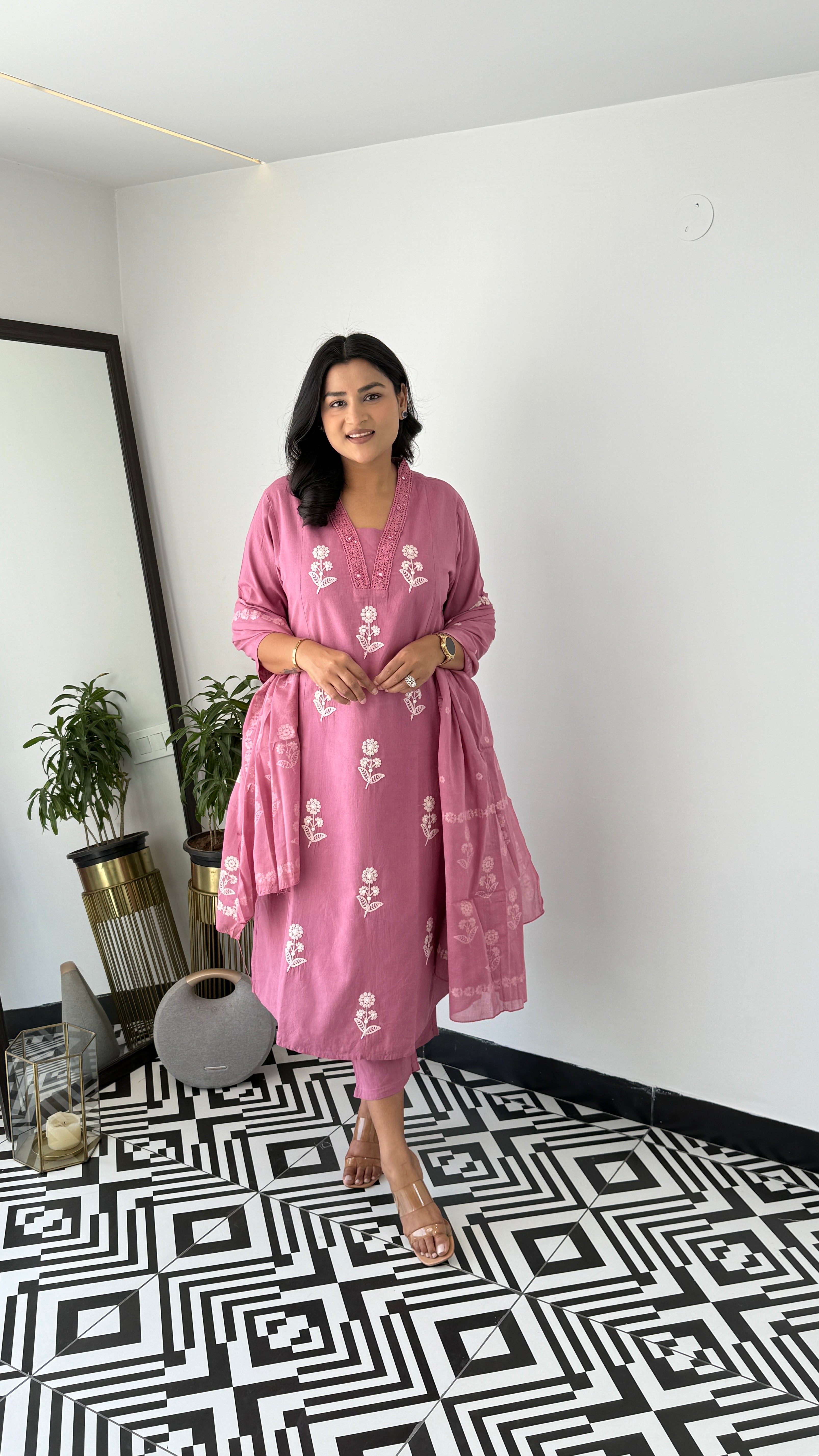 Blush Pink Cotton Suit Set