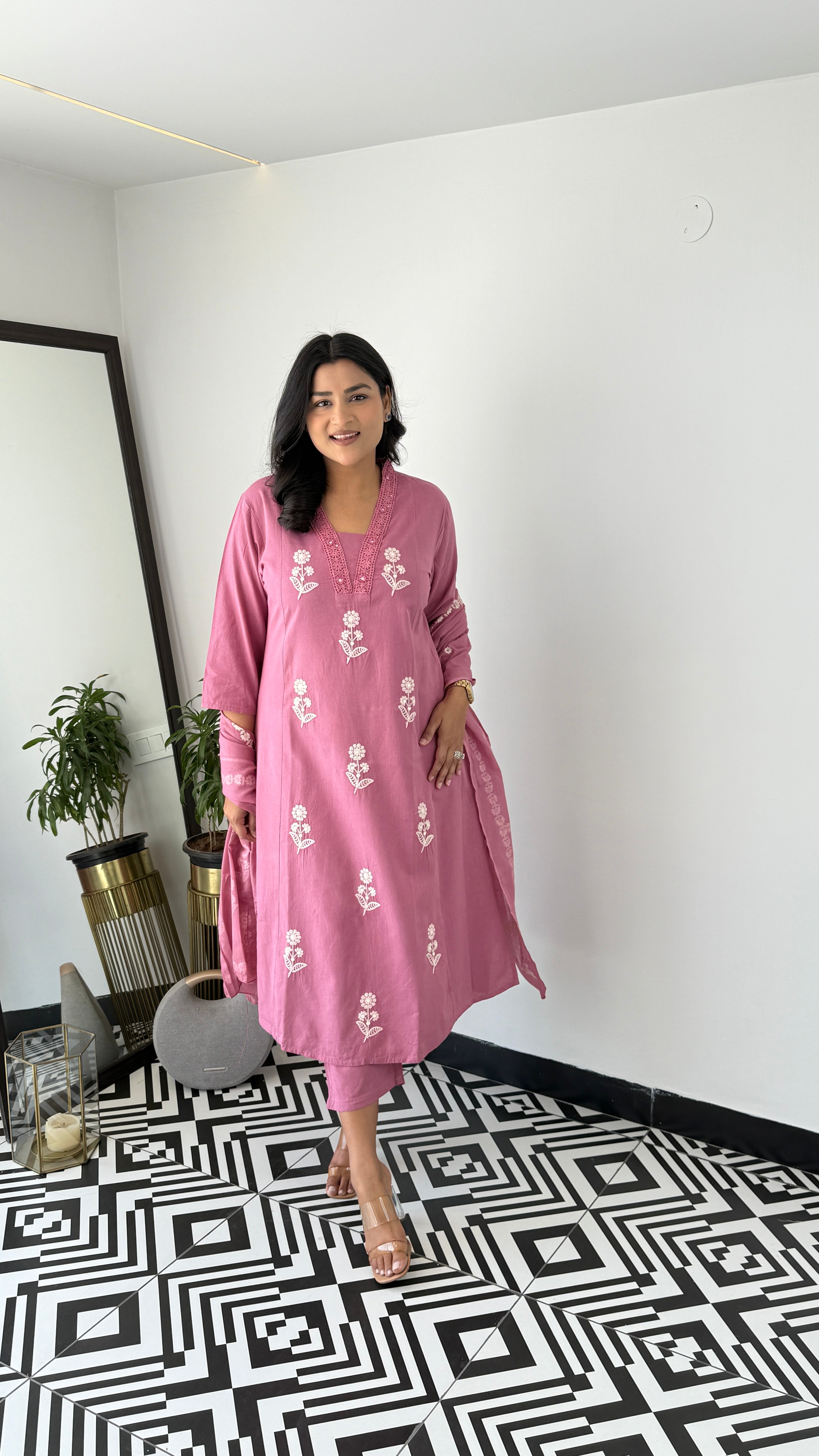 Blush Pink Cotton Suit Set