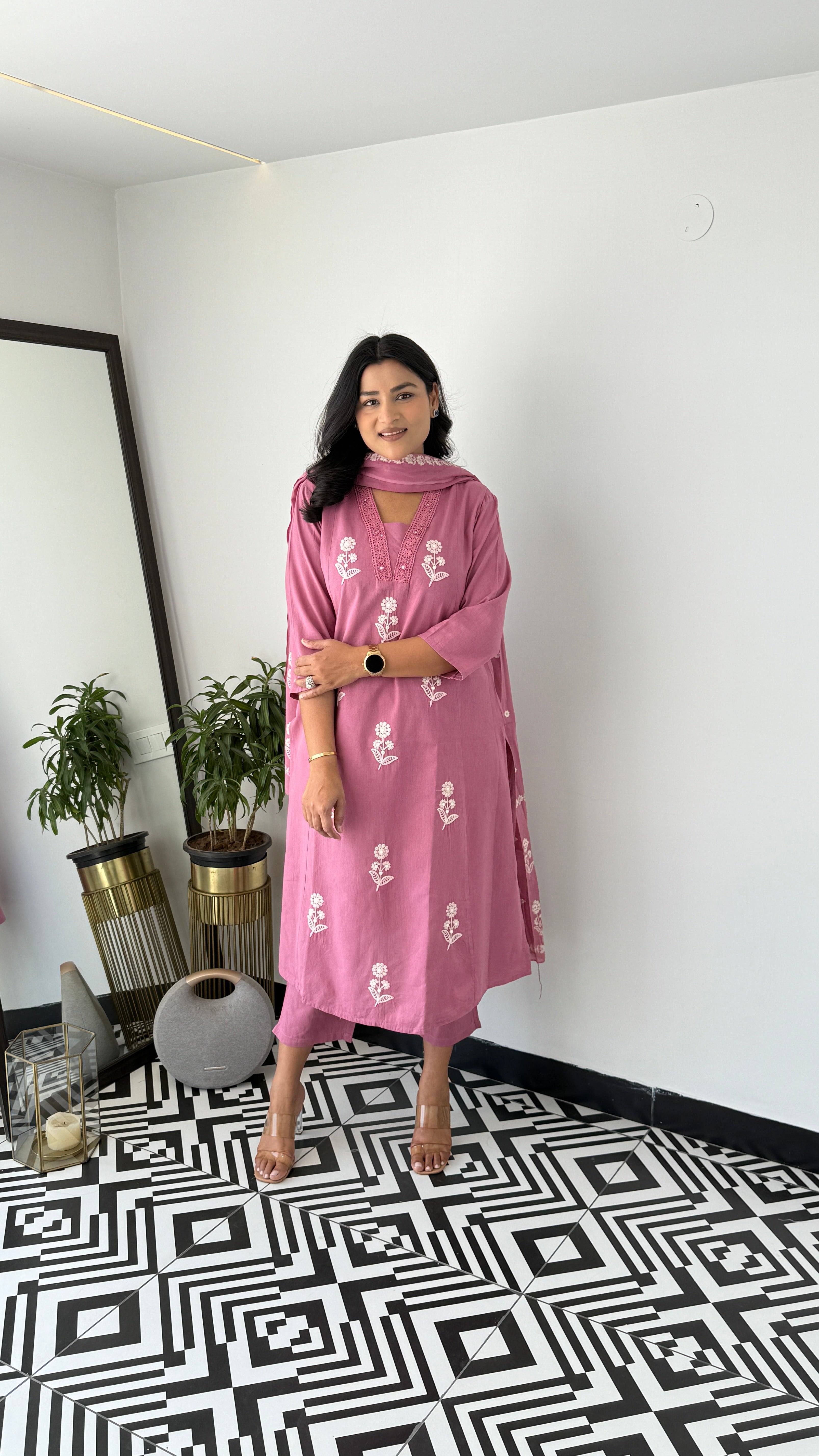 Blush Pink Cotton Suit Set