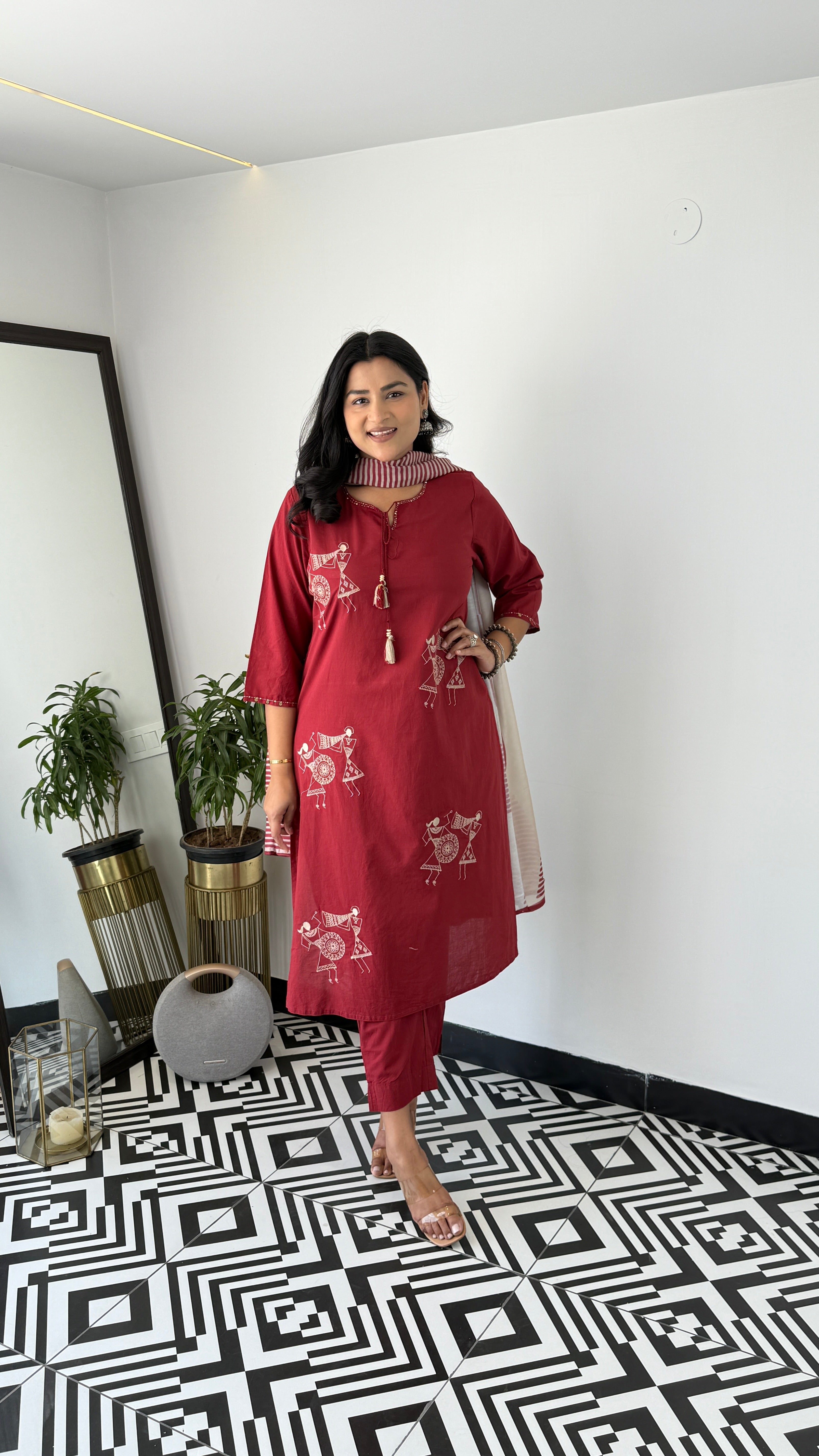 Tribal Maroon Suit Set