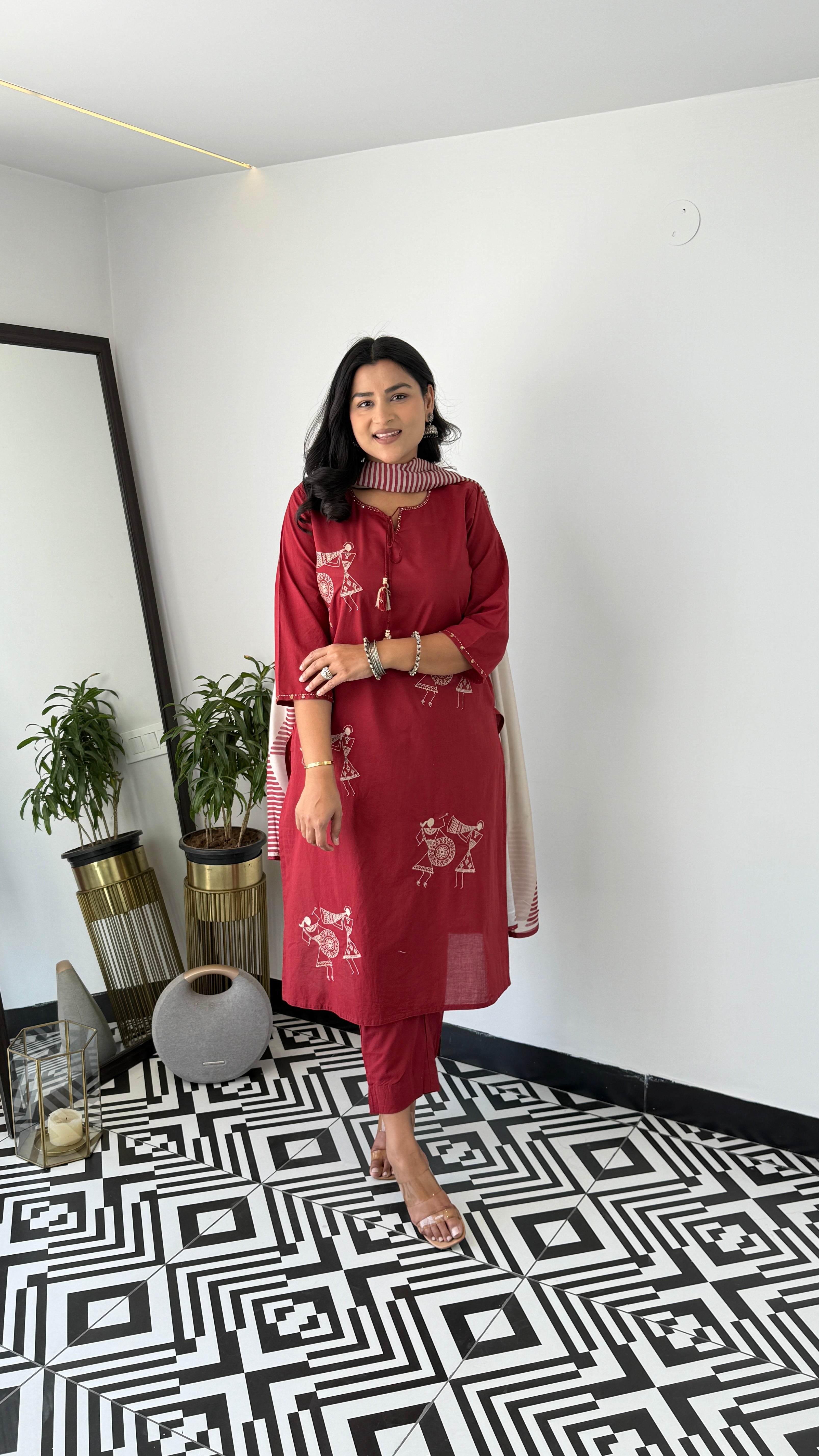 Tribal Maroon Suit Set