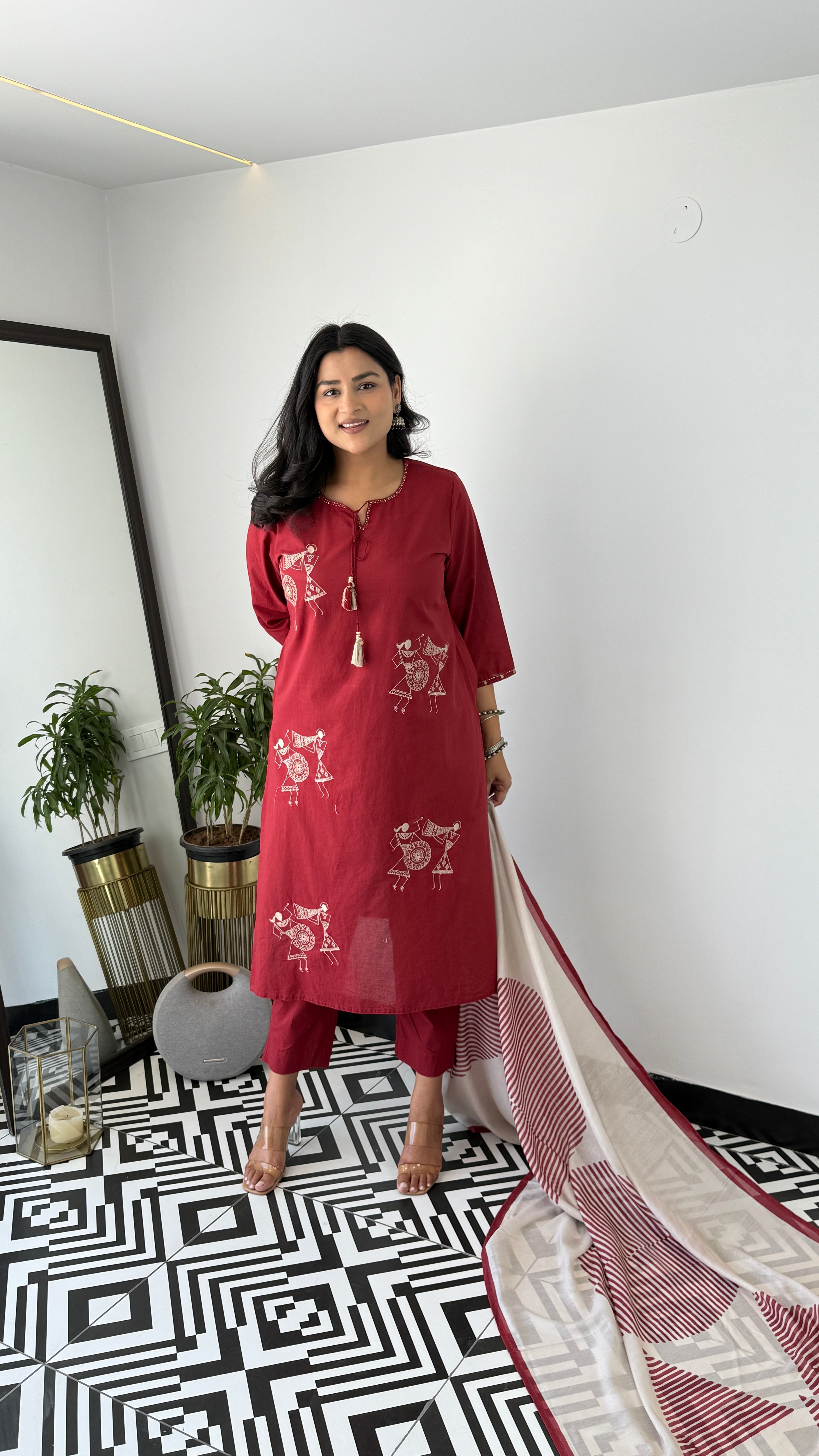 Tribal Maroon Suit Set