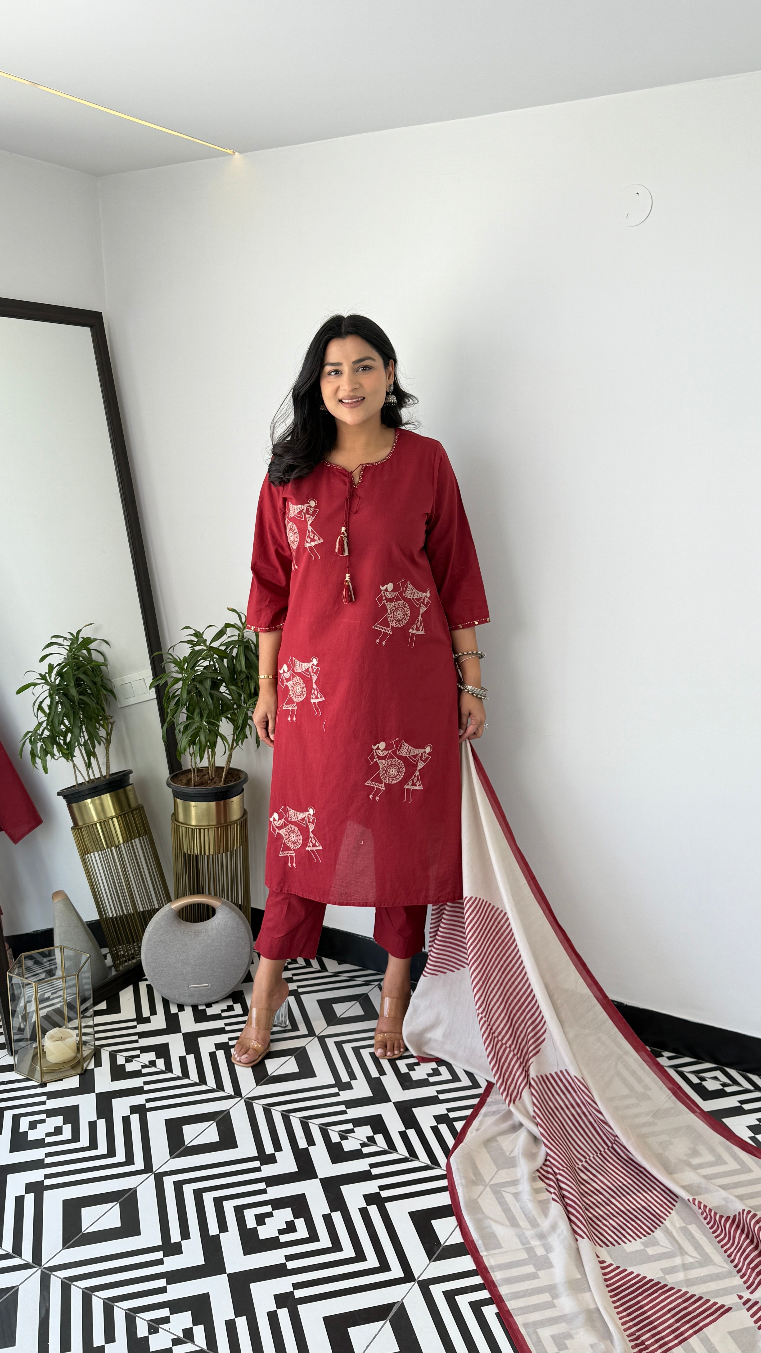 Tribal Maroon Suit Set