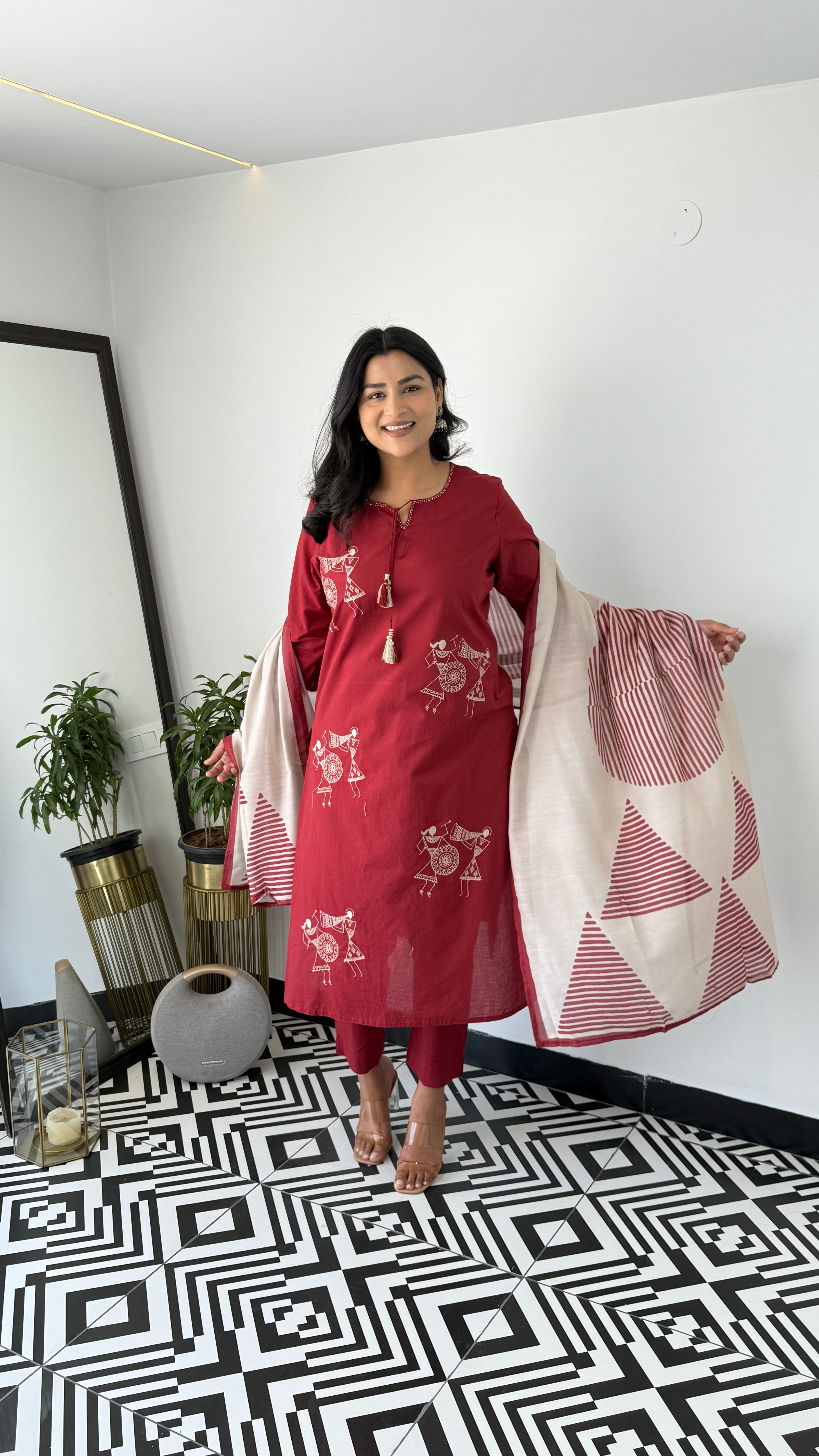 Tribal Maroon Suit Set