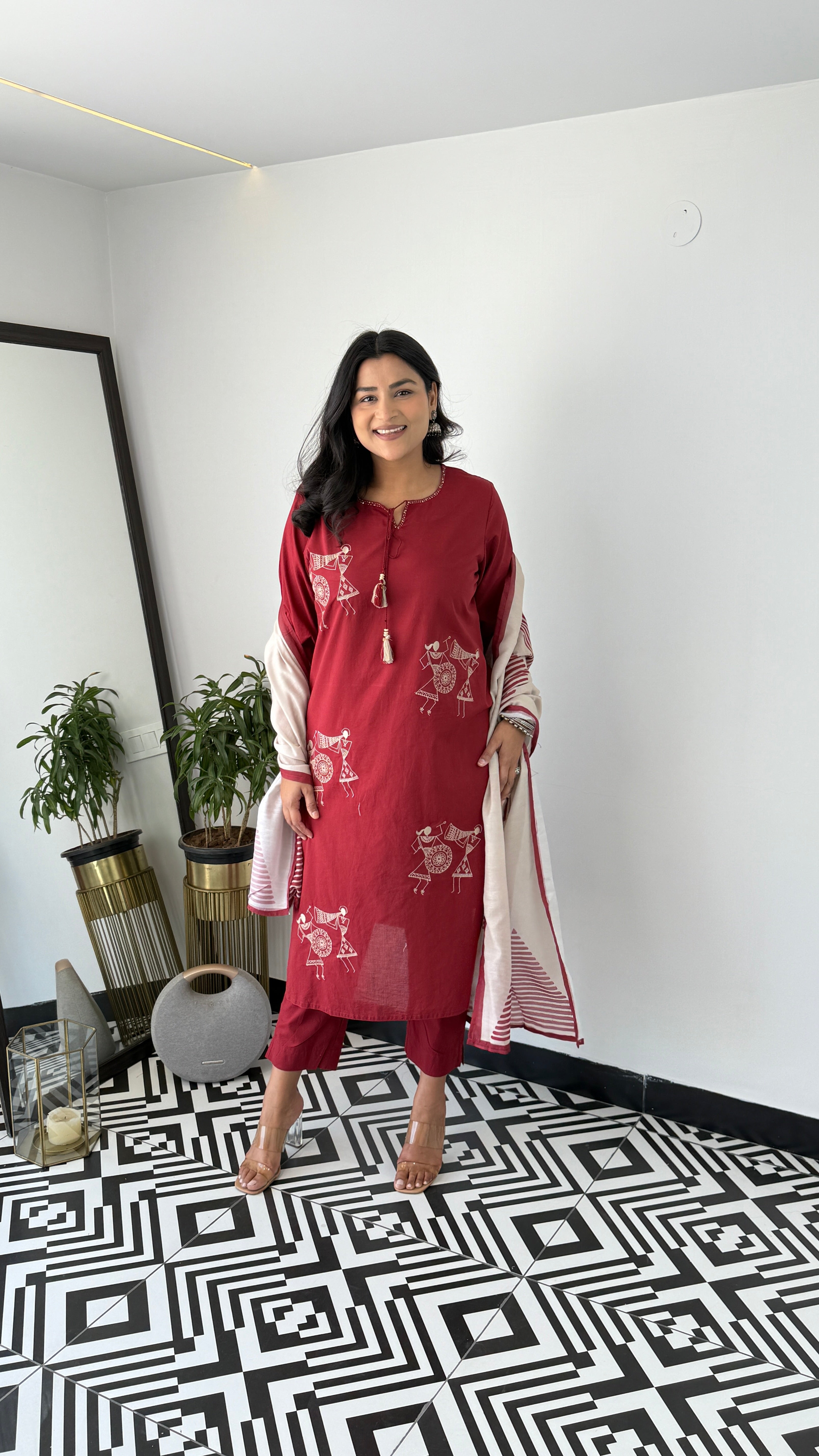 Tribal Maroon Suit Set