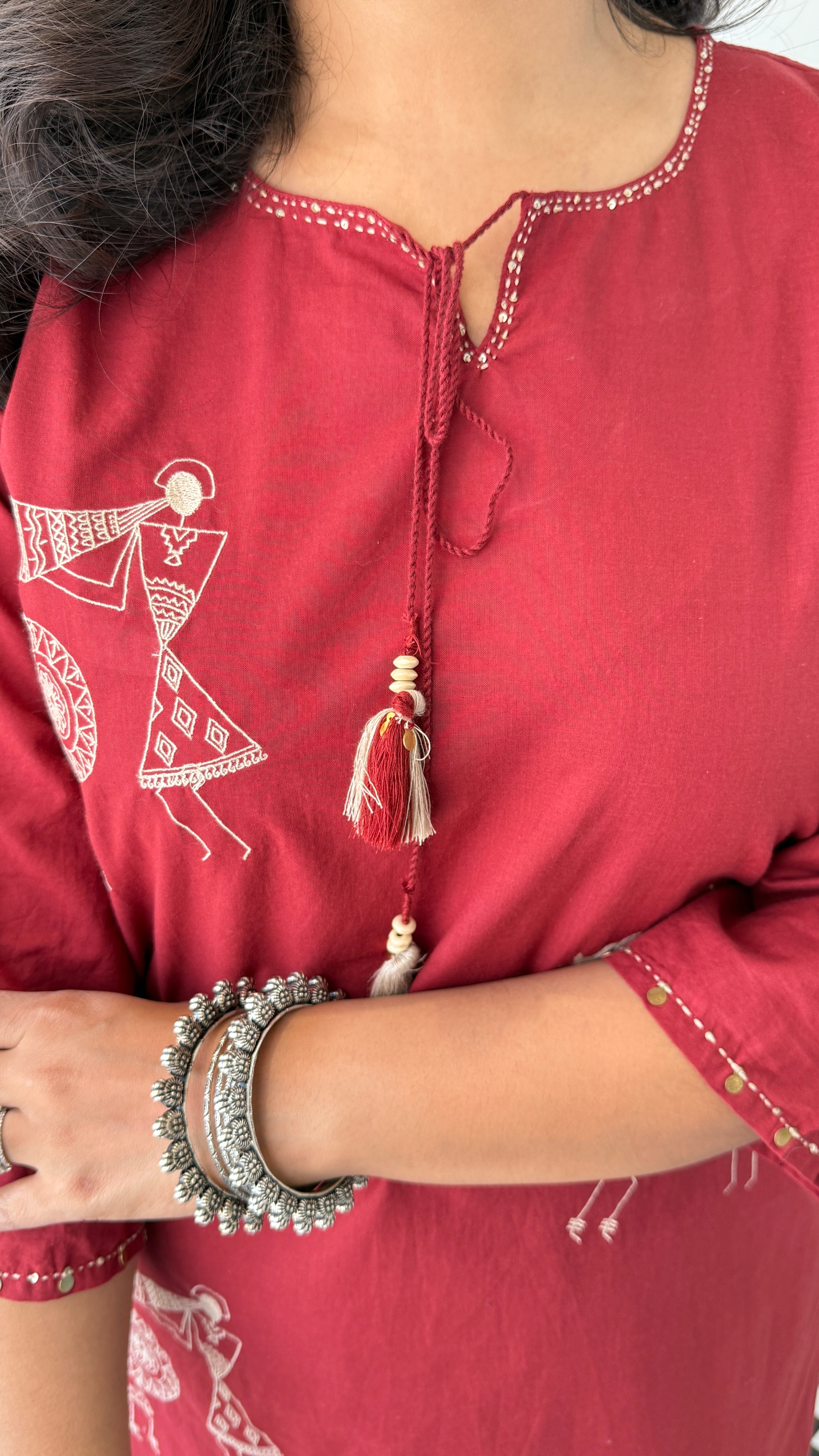 Tribal Maroon Suit Set