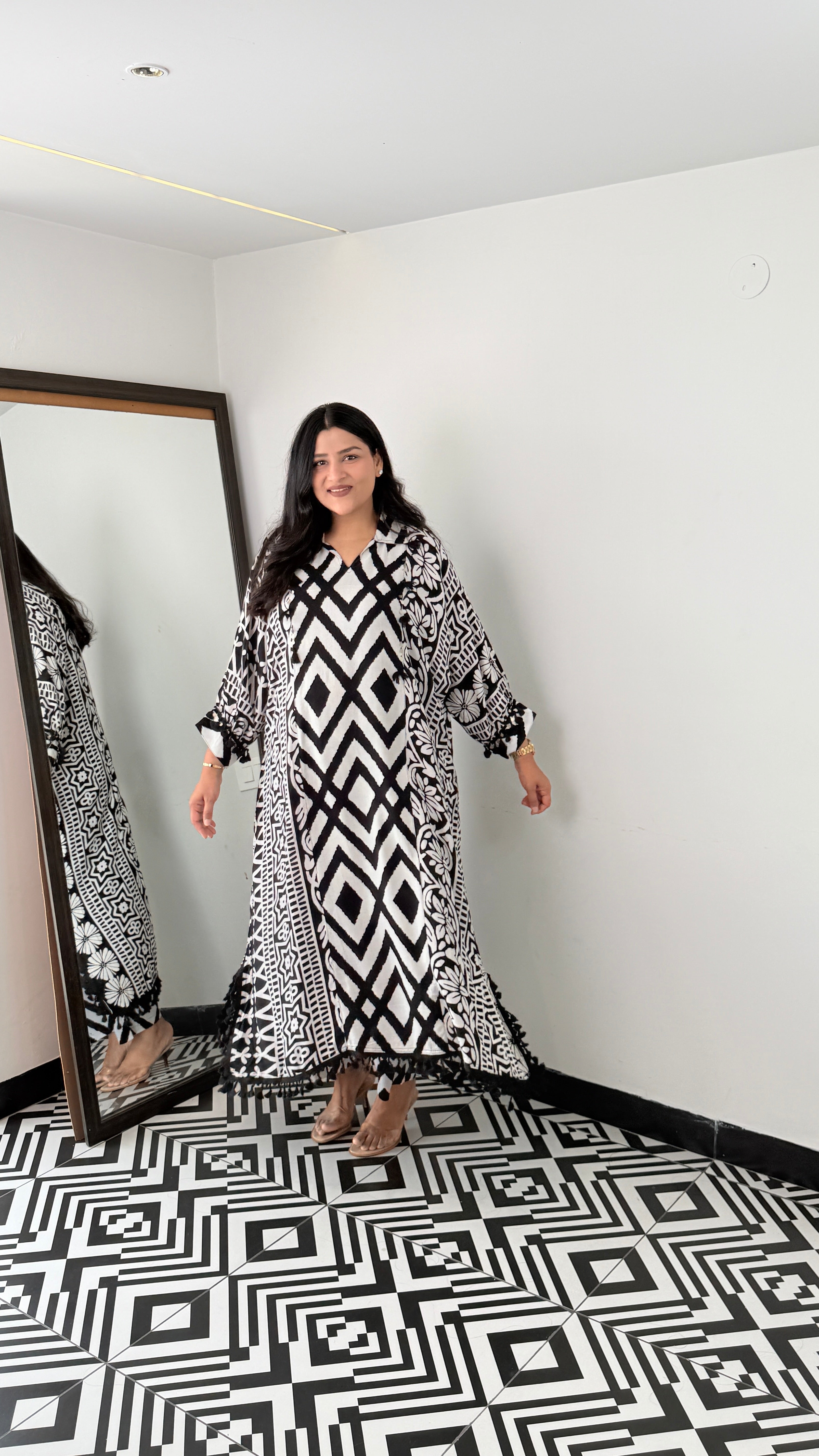 Zig Zag Black Kurta Pants shrisa.in