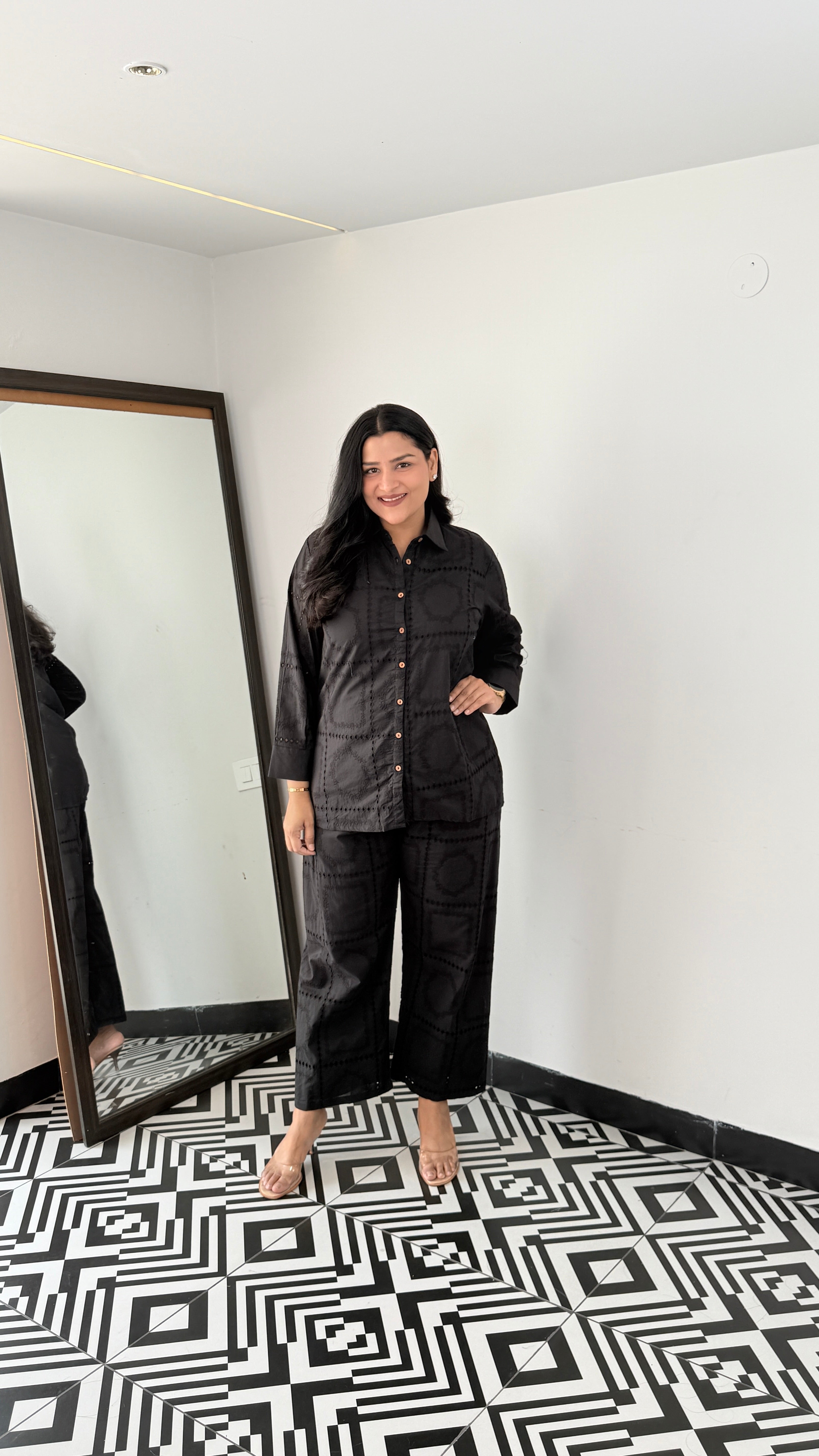 Black Schifli Pure Cotton Cord Set shrisa.in