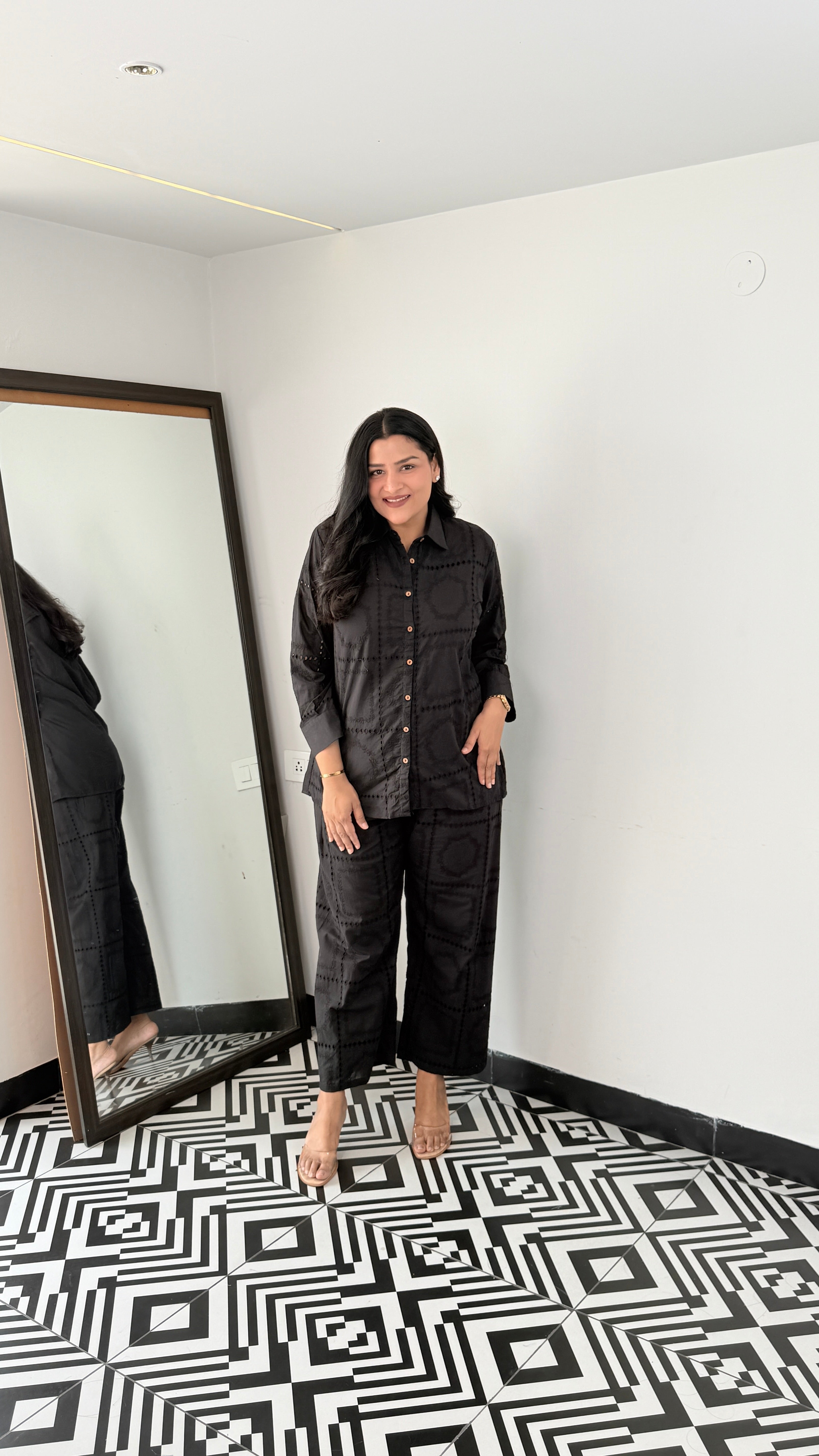 Black Schifli Pure Cotton Cord Set shrisa.in