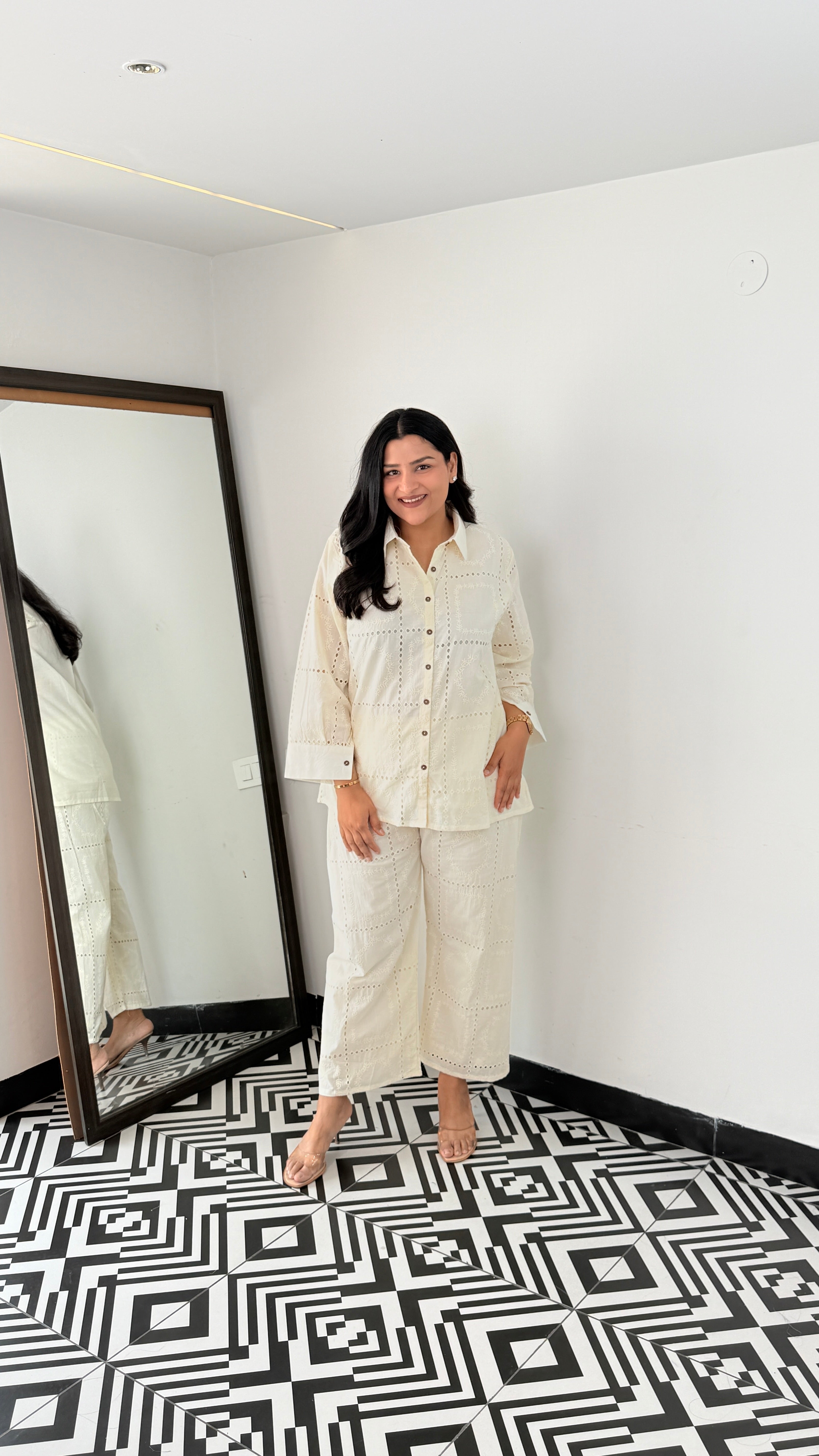Ivory Schifli Pure Cotton Cord Set shrisa.in