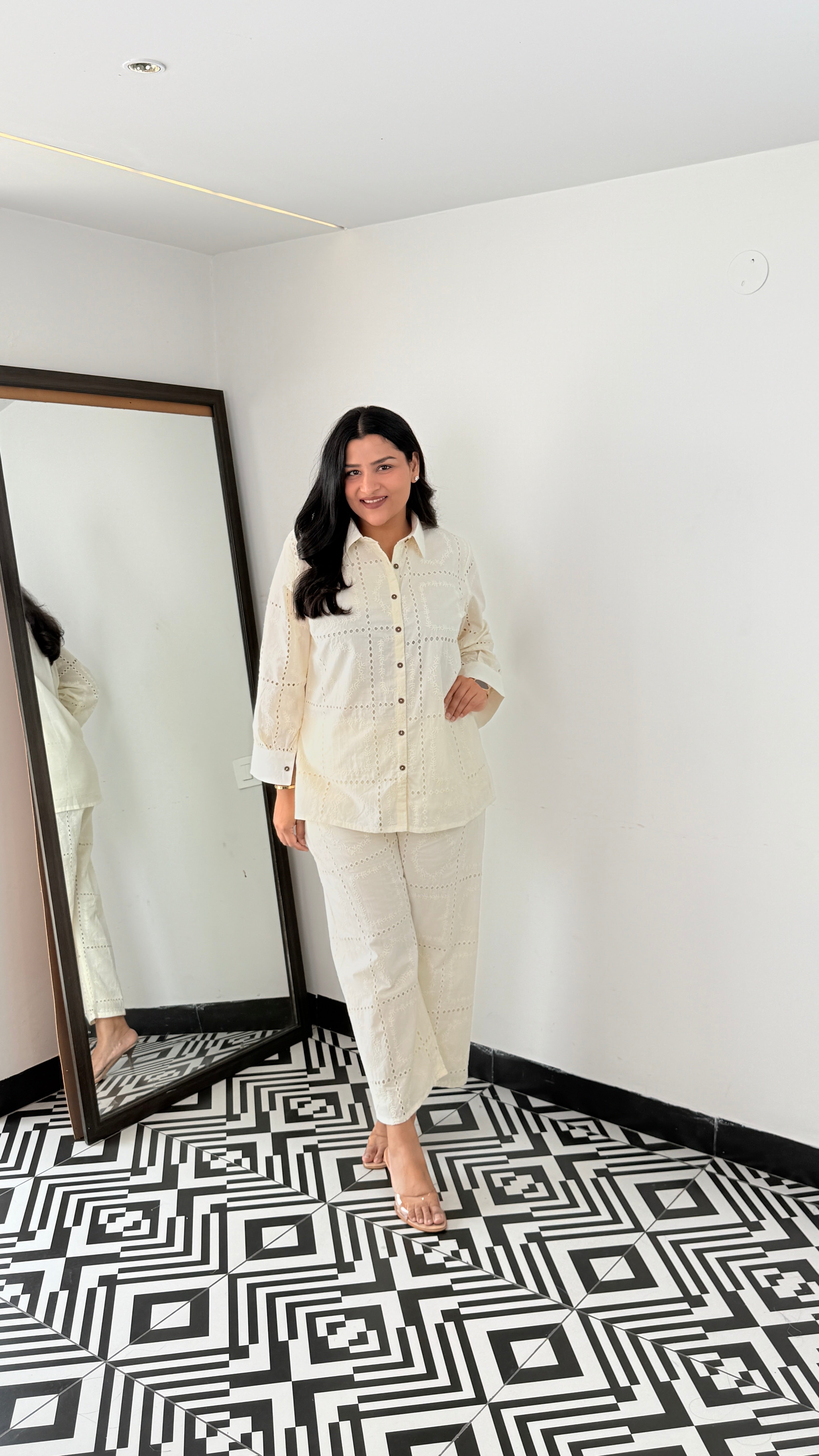 Ivory Schifli Pure Cotton Cord Set shrisa.in