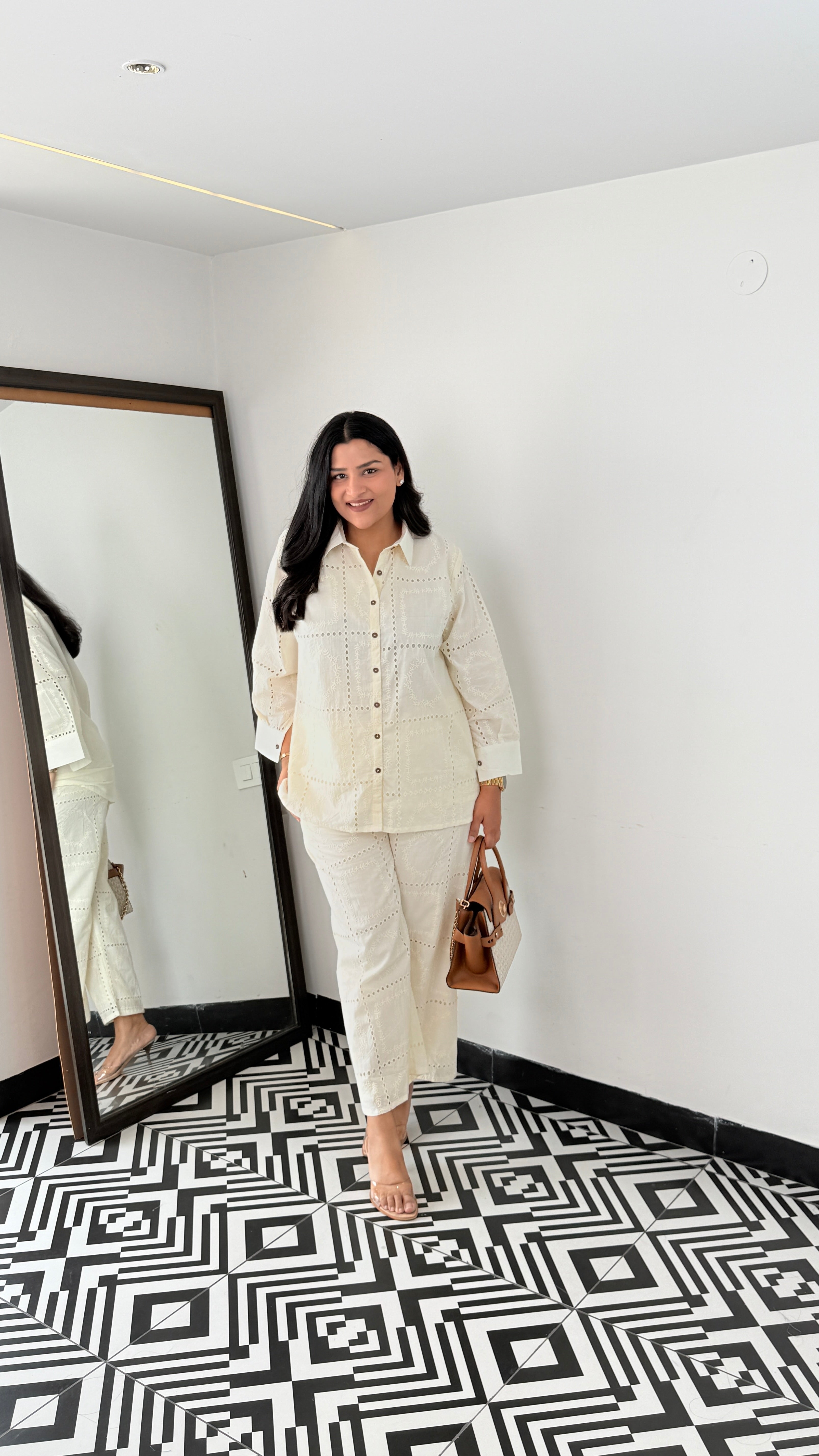 Ivory Schifli Pure Cotton Cord Set shrisa.in