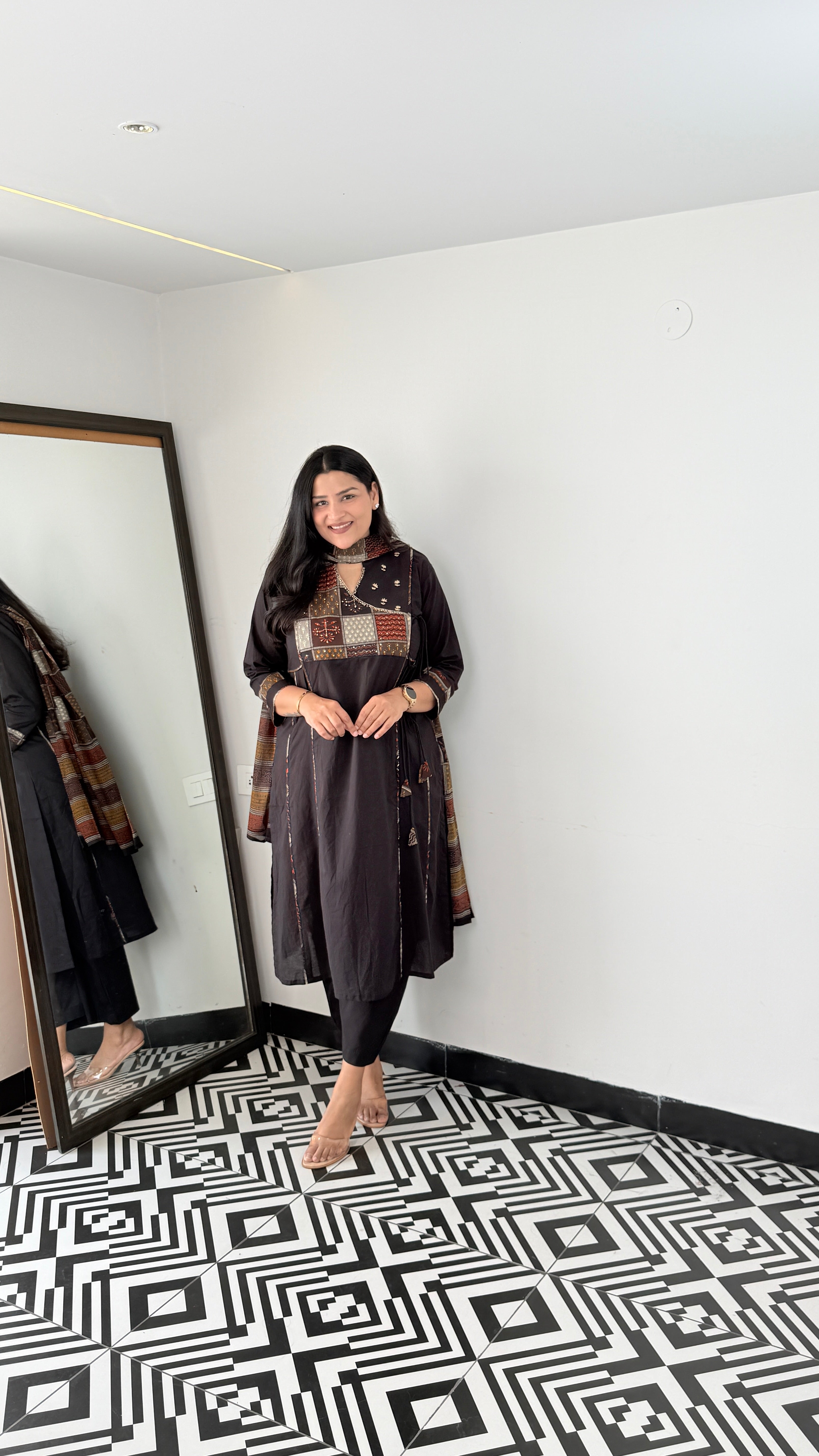 Black Angrakha A-Line Suit Set shrisa.in